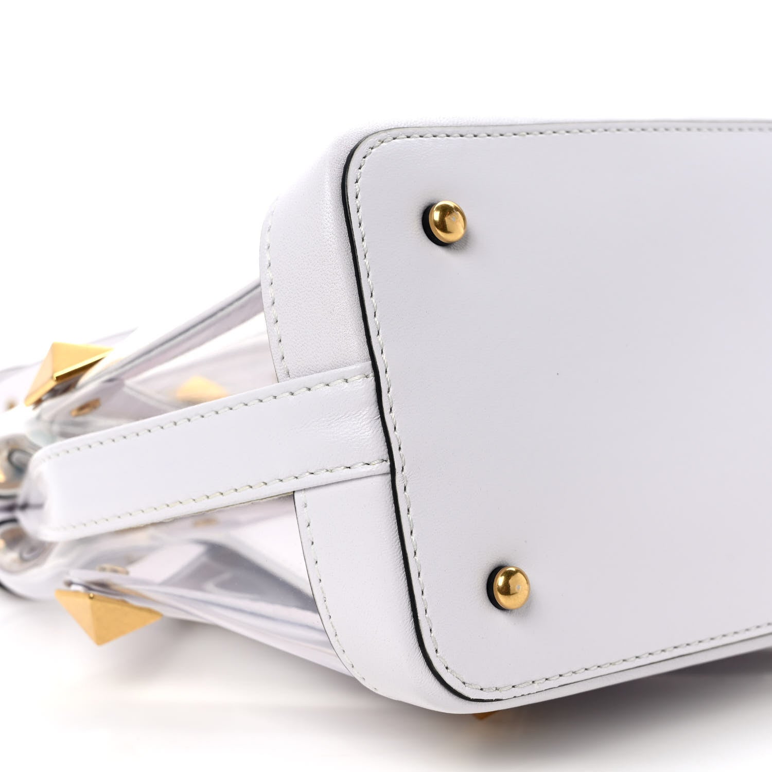 Valentino Garavani PVC Calfskin Small Roman Stud The Handle Bag Trasparente Optic White 7 of 8