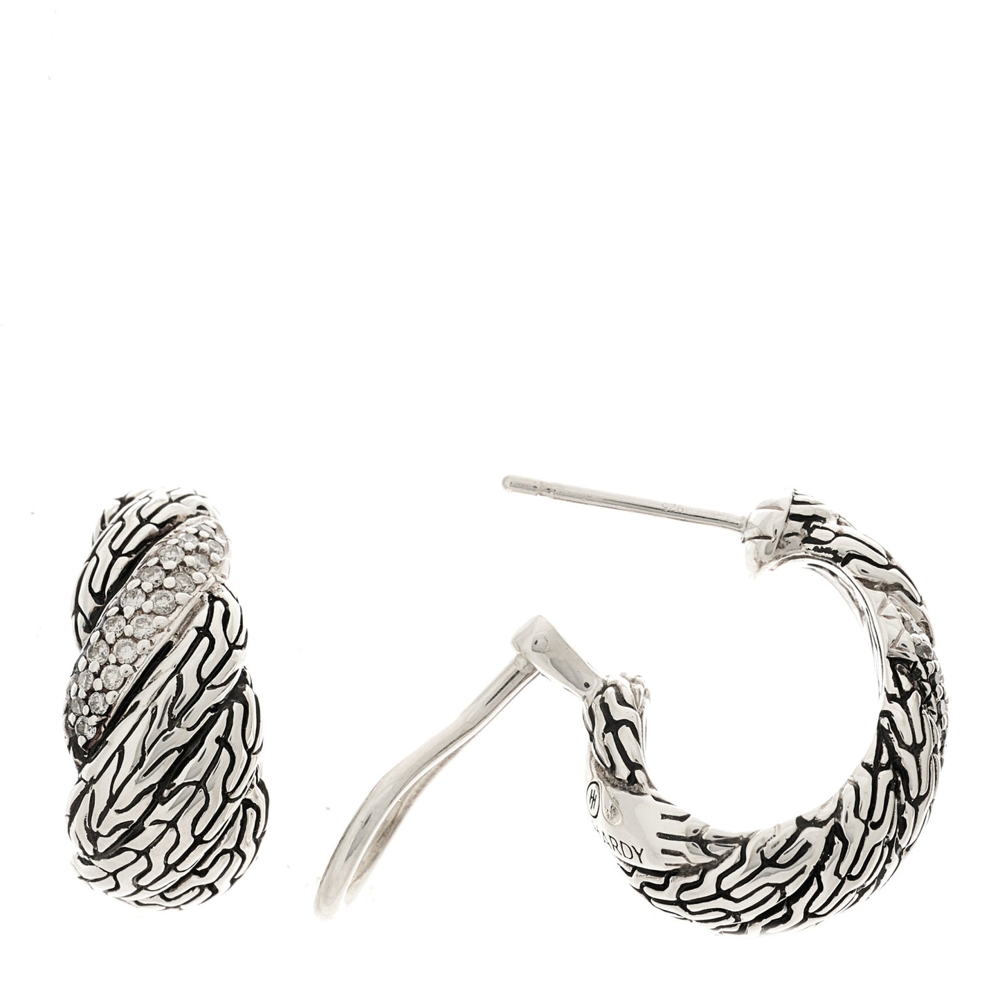 Sterling Silver Diamond Classic Chain Huggie Earrings