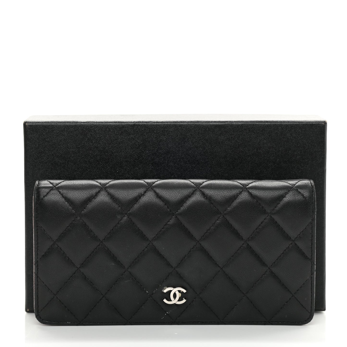 Lambskin Quilted Yen Wallet Black