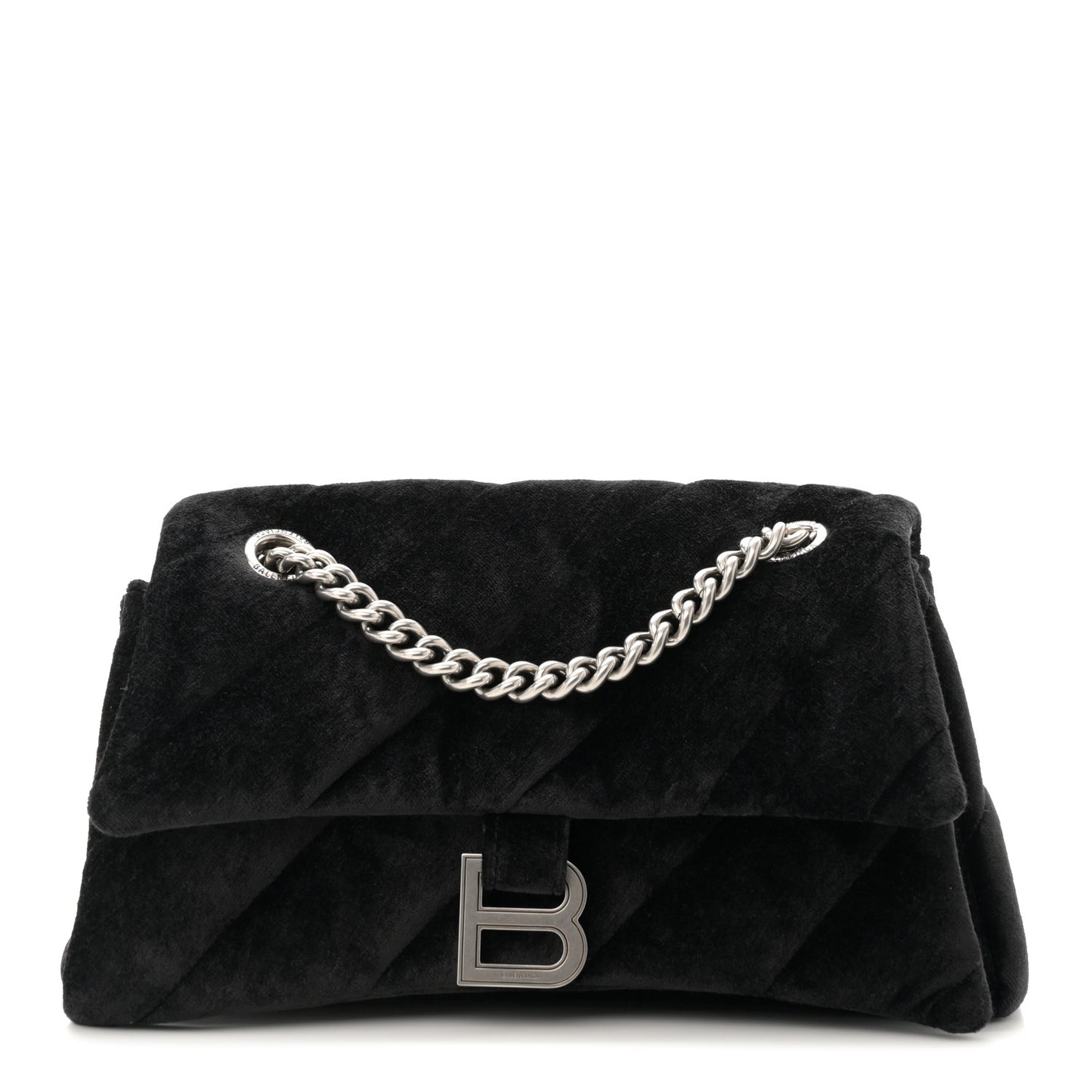 Velvet Quilted Small Crush Chain Bag Black