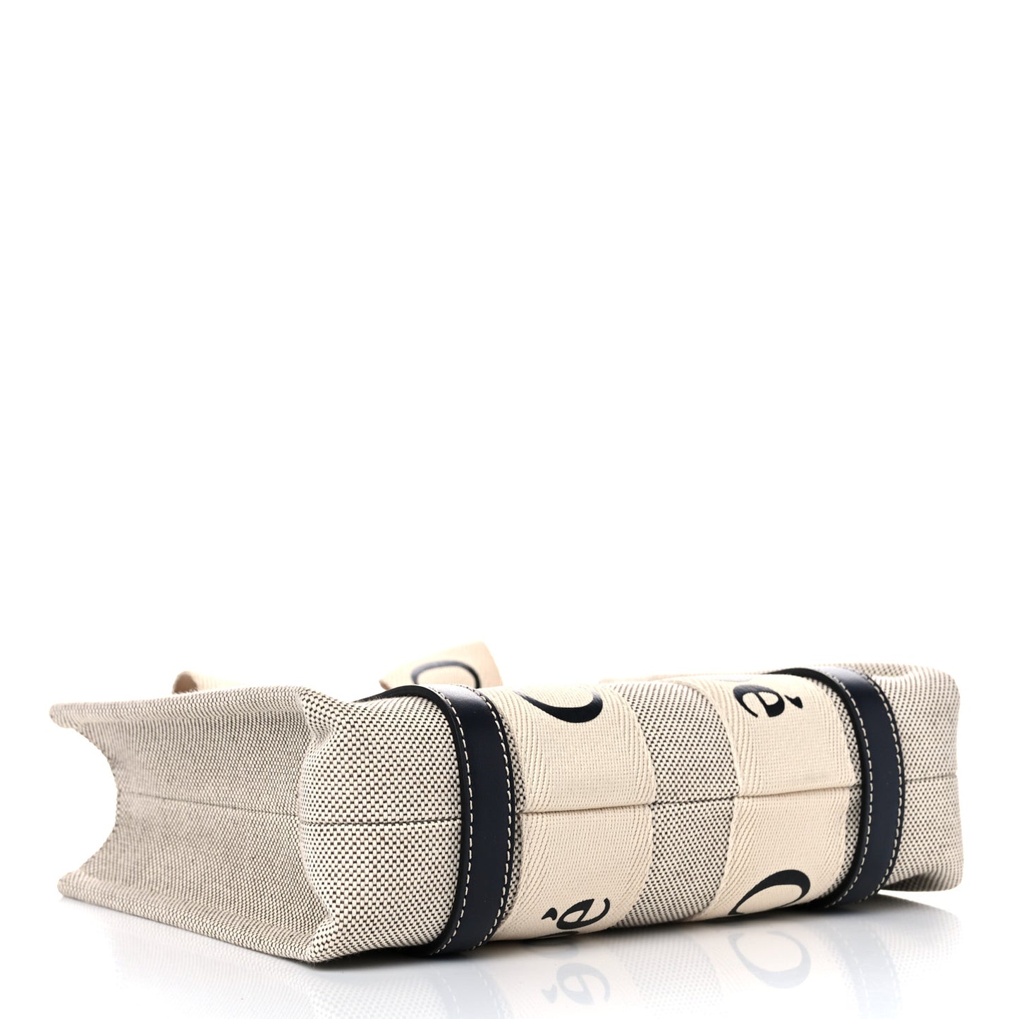 Cotton Calfskin Small Woody Ribbon Tote White