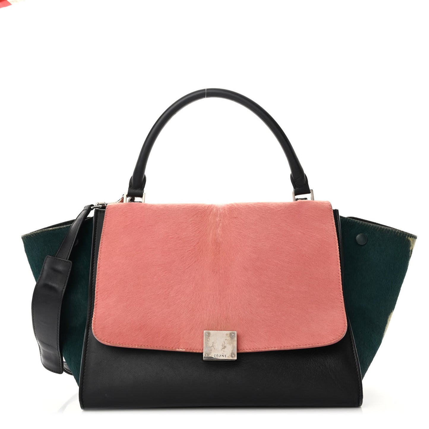 Pony Hair Smooth Calfskin Medium Tri-Color Trapeze Pink Green Black