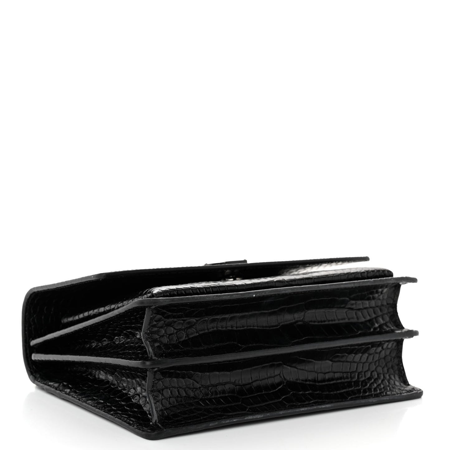 Calfskin Crocodile Embossed Medium Monochrome Monogram Sunset Black