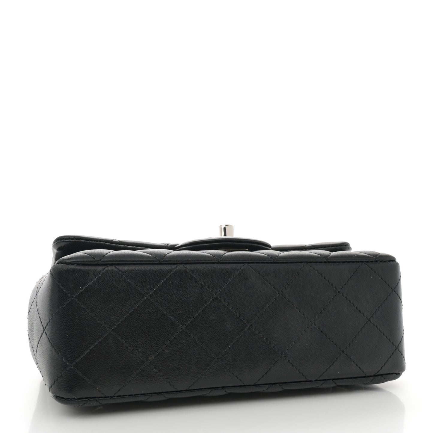 Lambskin Quilted Mini Rectangular Flap Black