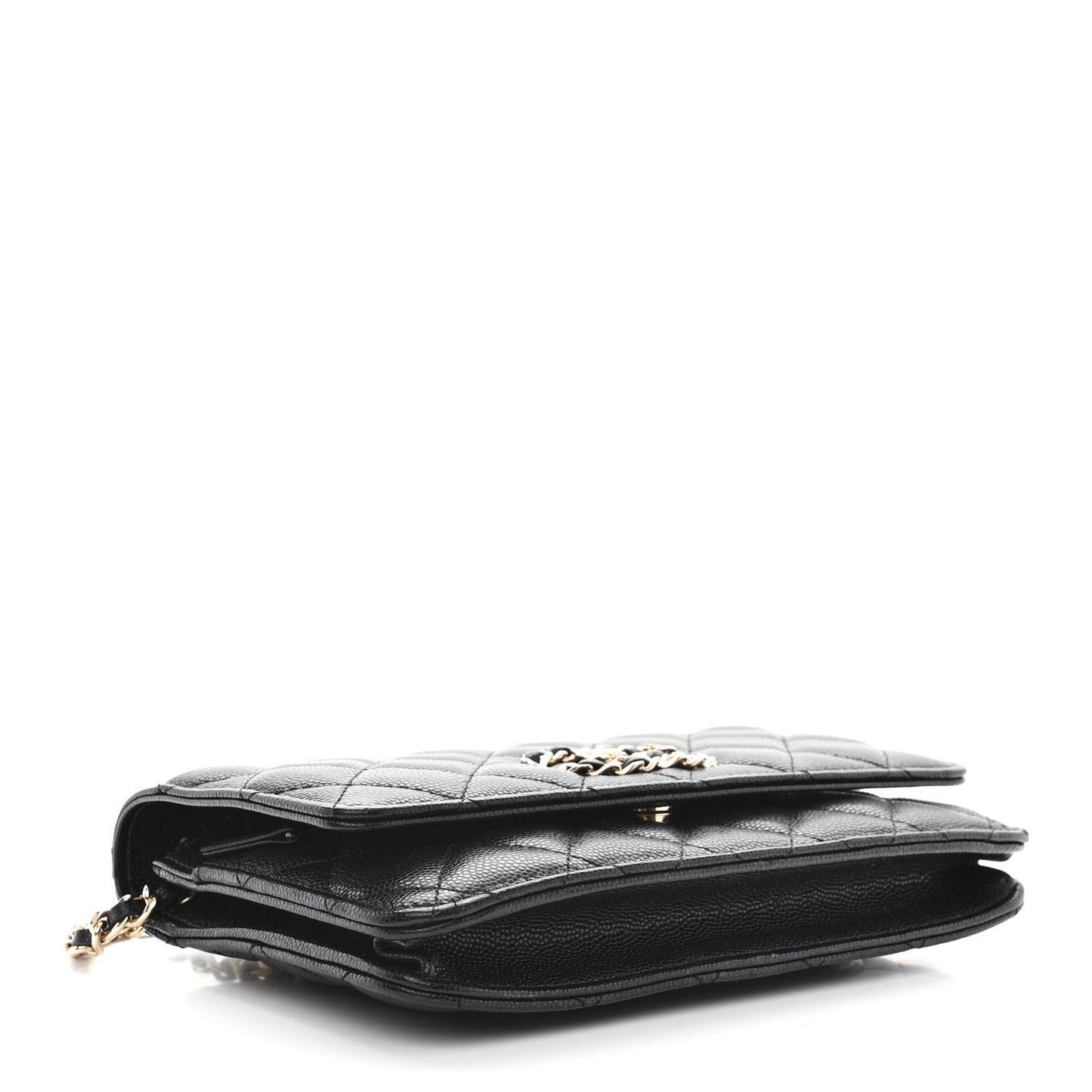 Caviar Quilted French New Wave Chain CC Wallet On Chain WOC Black
