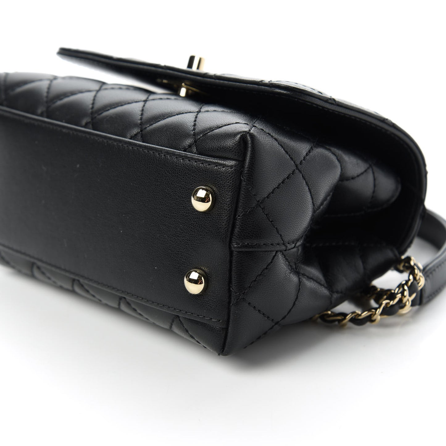 Goatskin Quilted Rainbow Extra Mini Coco Handle Flap Black