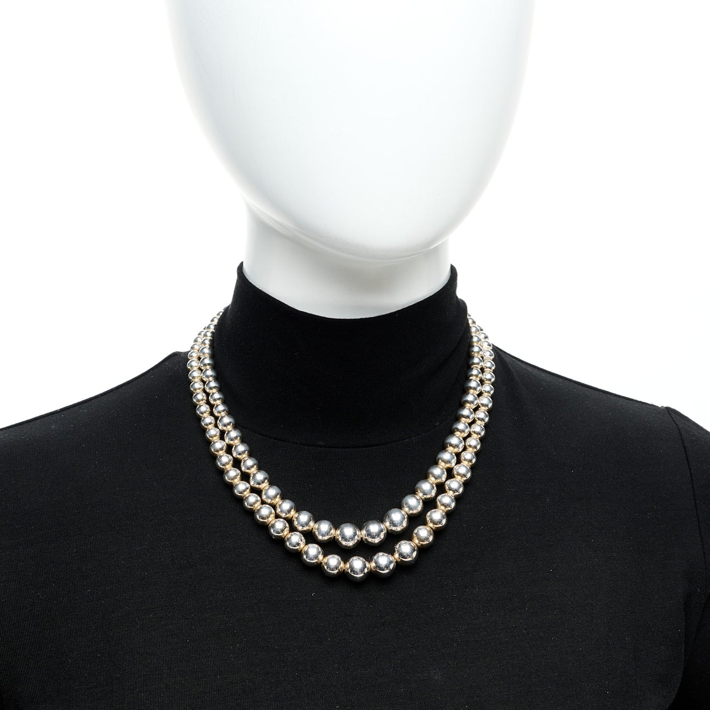 Sterling Silver HardWear Graduated Ball Two-Row Necklace