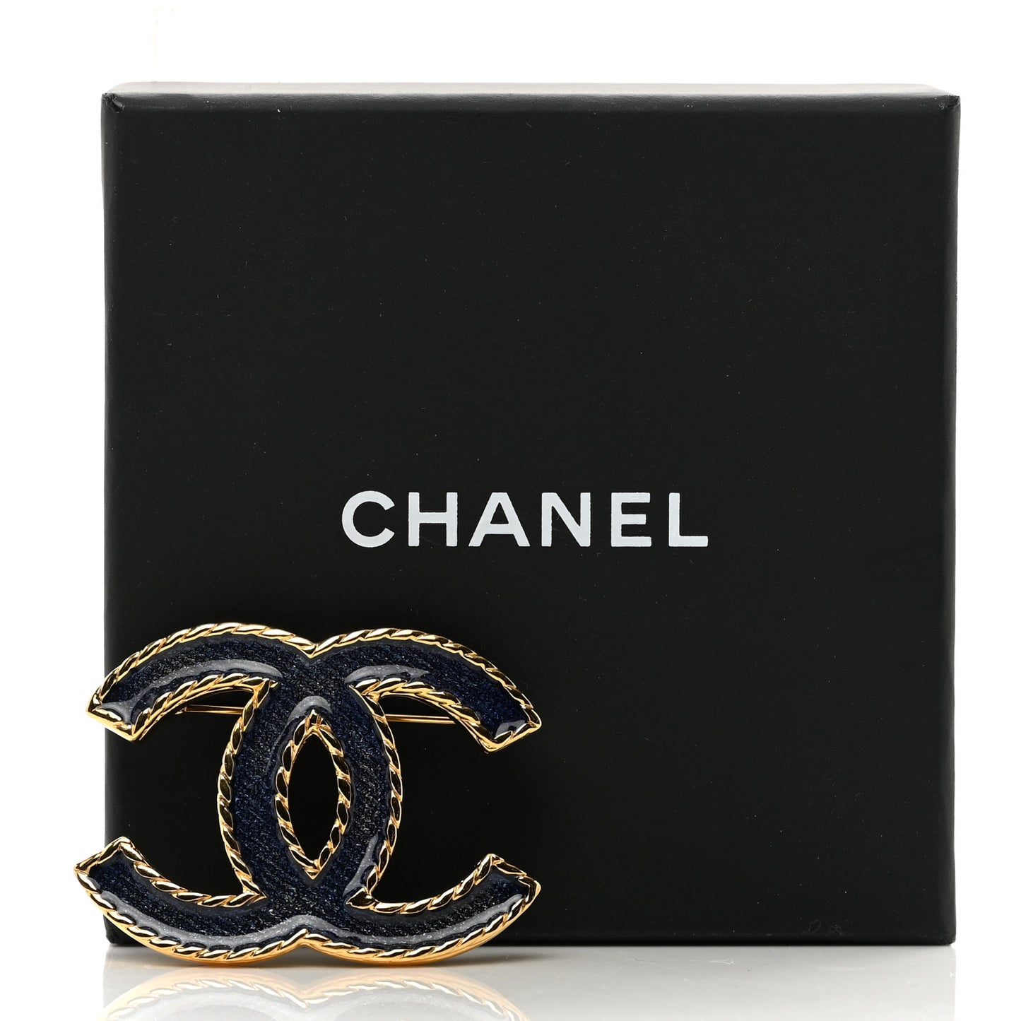 Enamel CC Brooch Denim Blue
