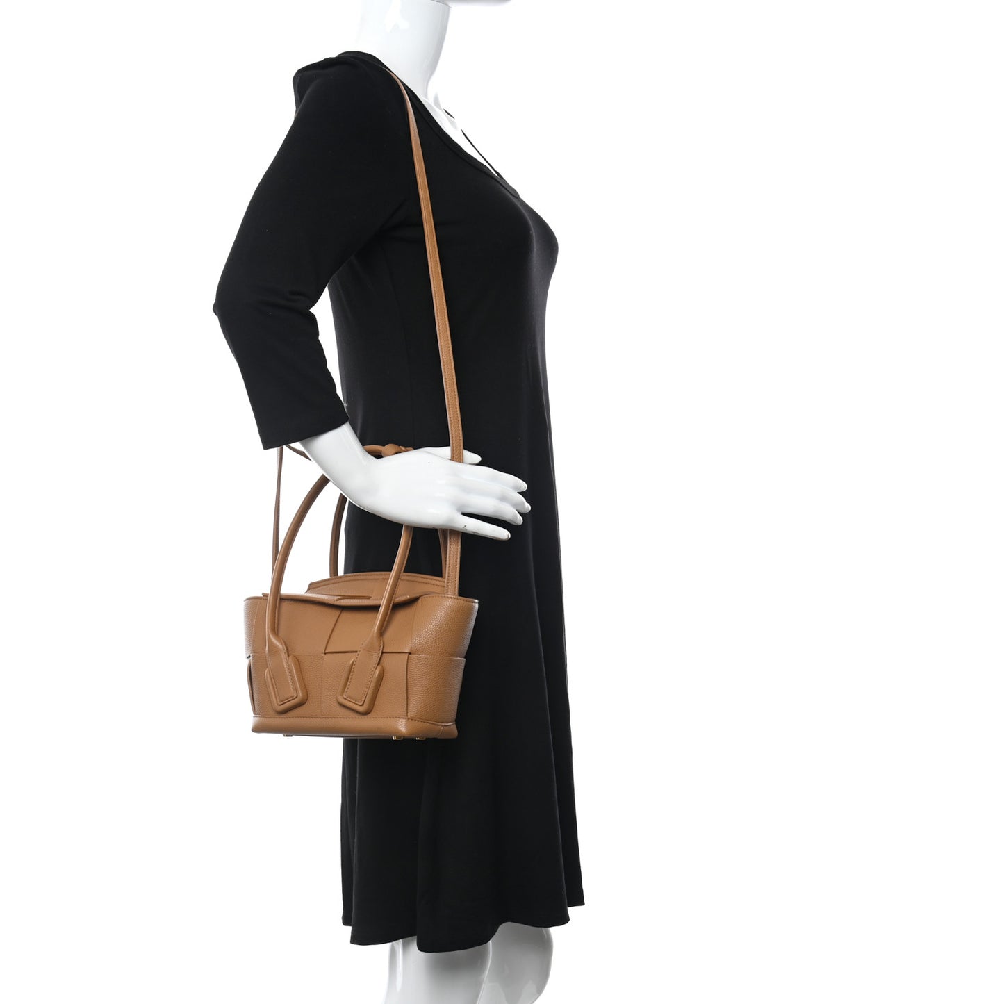 Grained Calfskin Maxi Intrecciato Mini Arco Caramel
