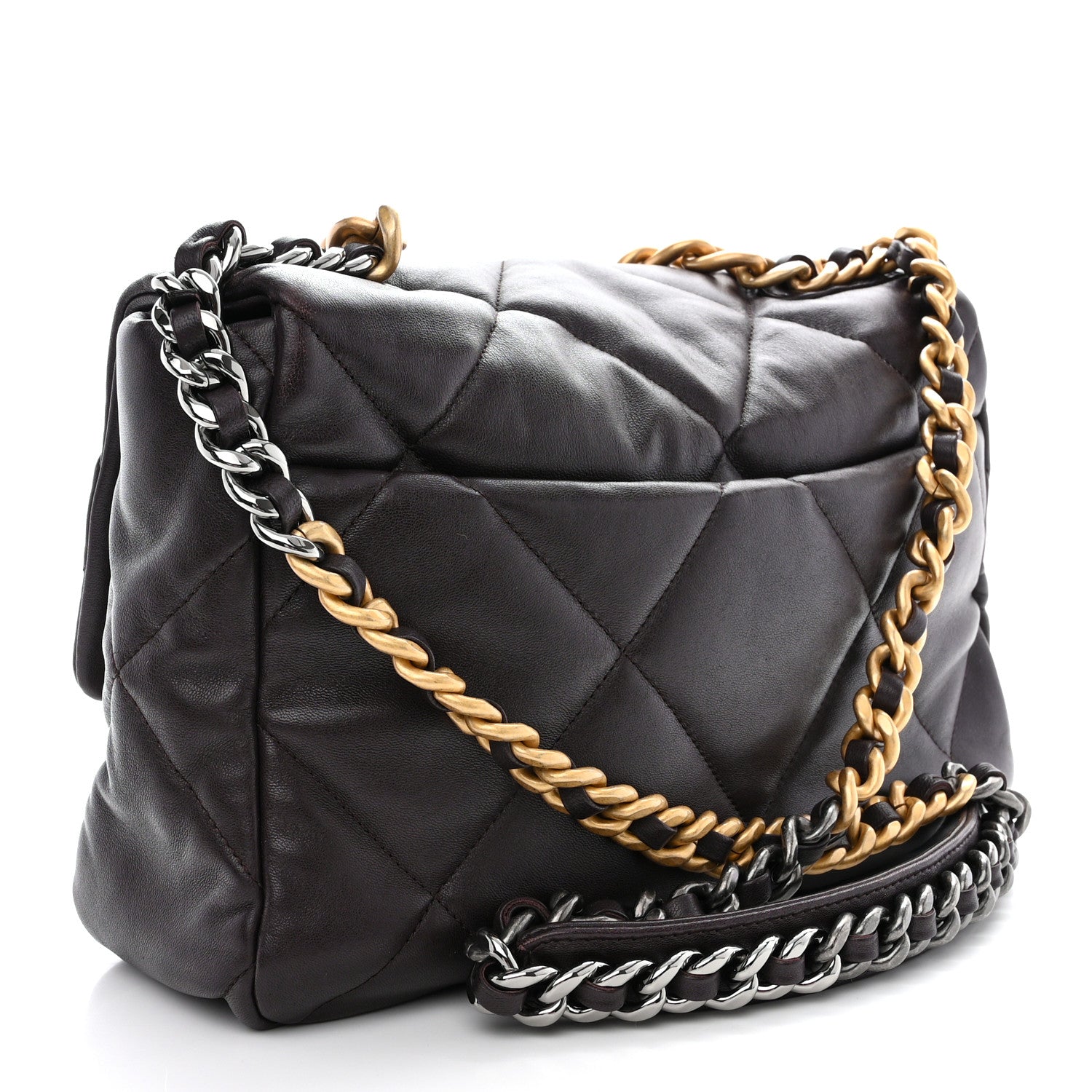 Chanel Lambskin Quilted Large Chanel 19 Flap Dark Brown 3 of 10
