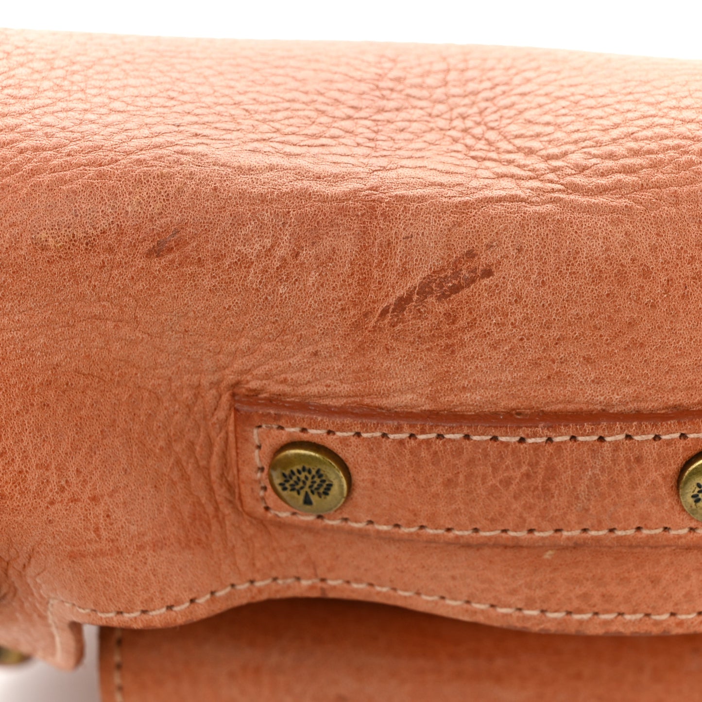 Small Grain Calfskin Messenger Crossbody Burnt Peach