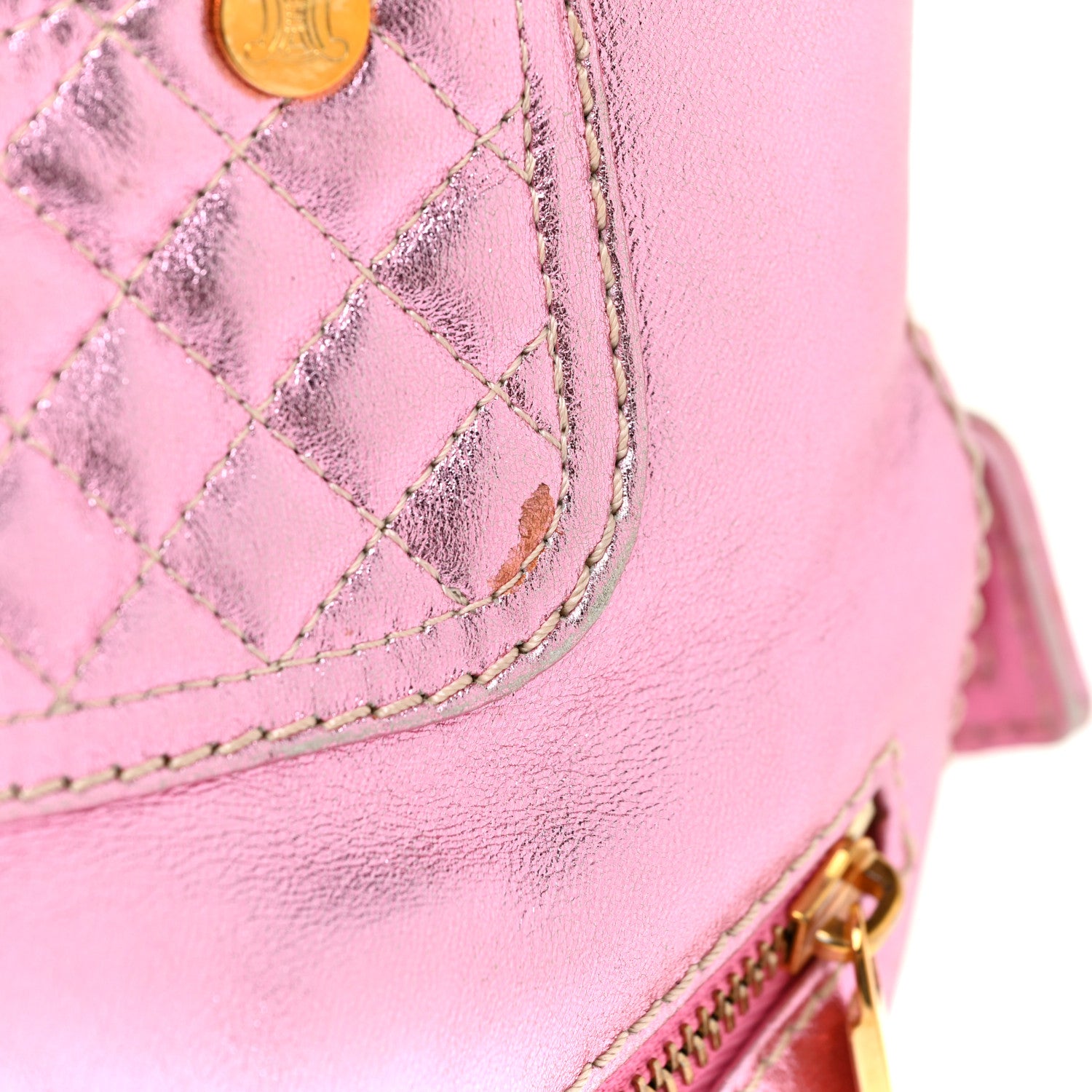 Celine Metallic Lambskin Quilted Boogie Satchel Pink 15 of 26