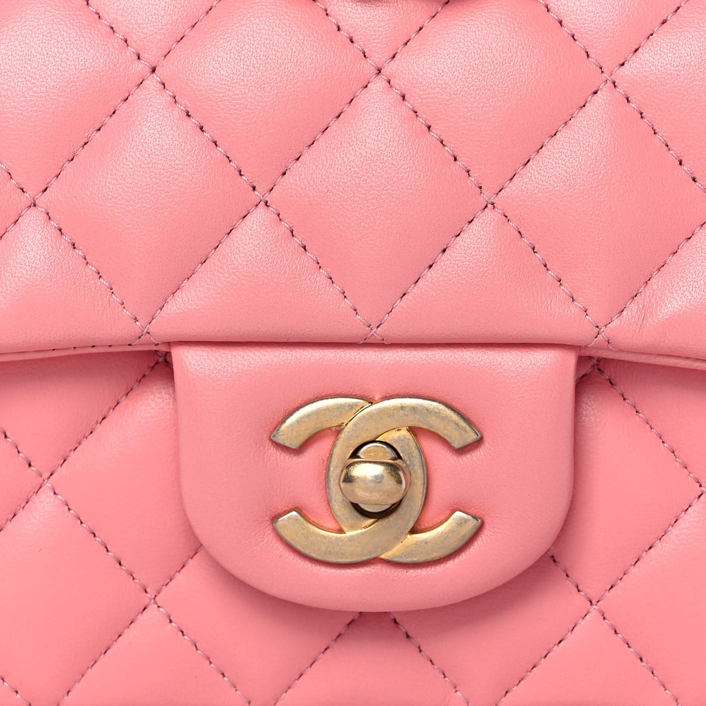 Lambskin Quilted Mini Rectangular Flap Pink