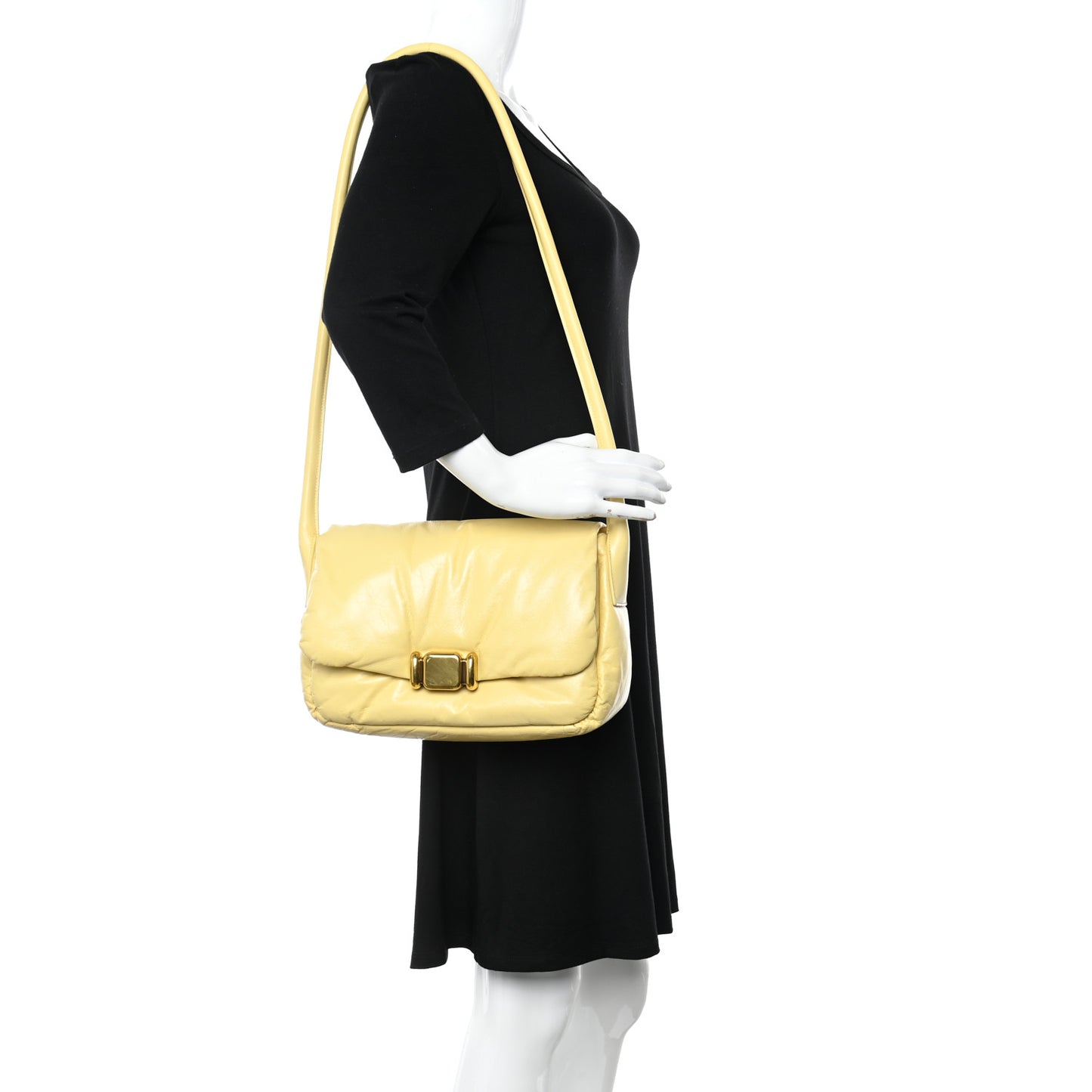 Paper Calfskin Puffy Flap Butter Brass