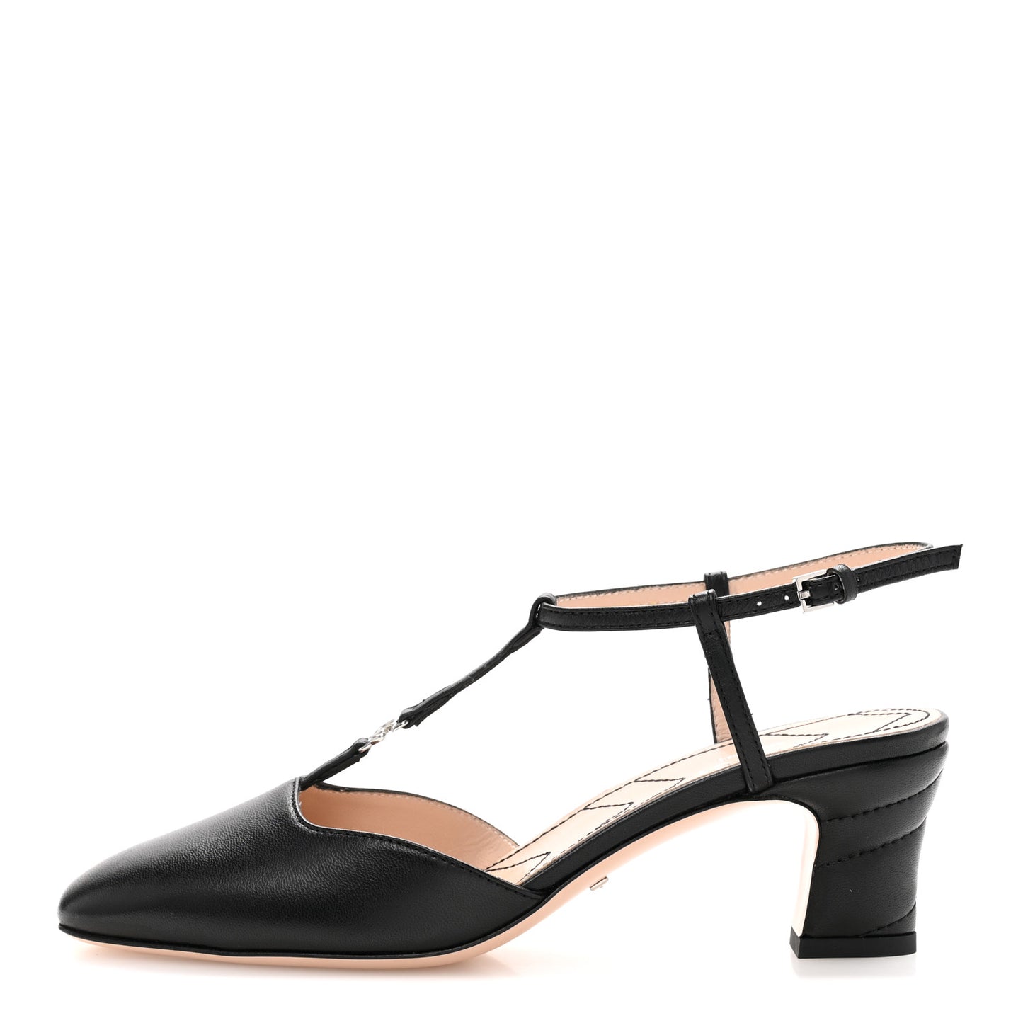 Nappa Charlotte Petite GG 55mm Slingback Pumps 35.5 Black