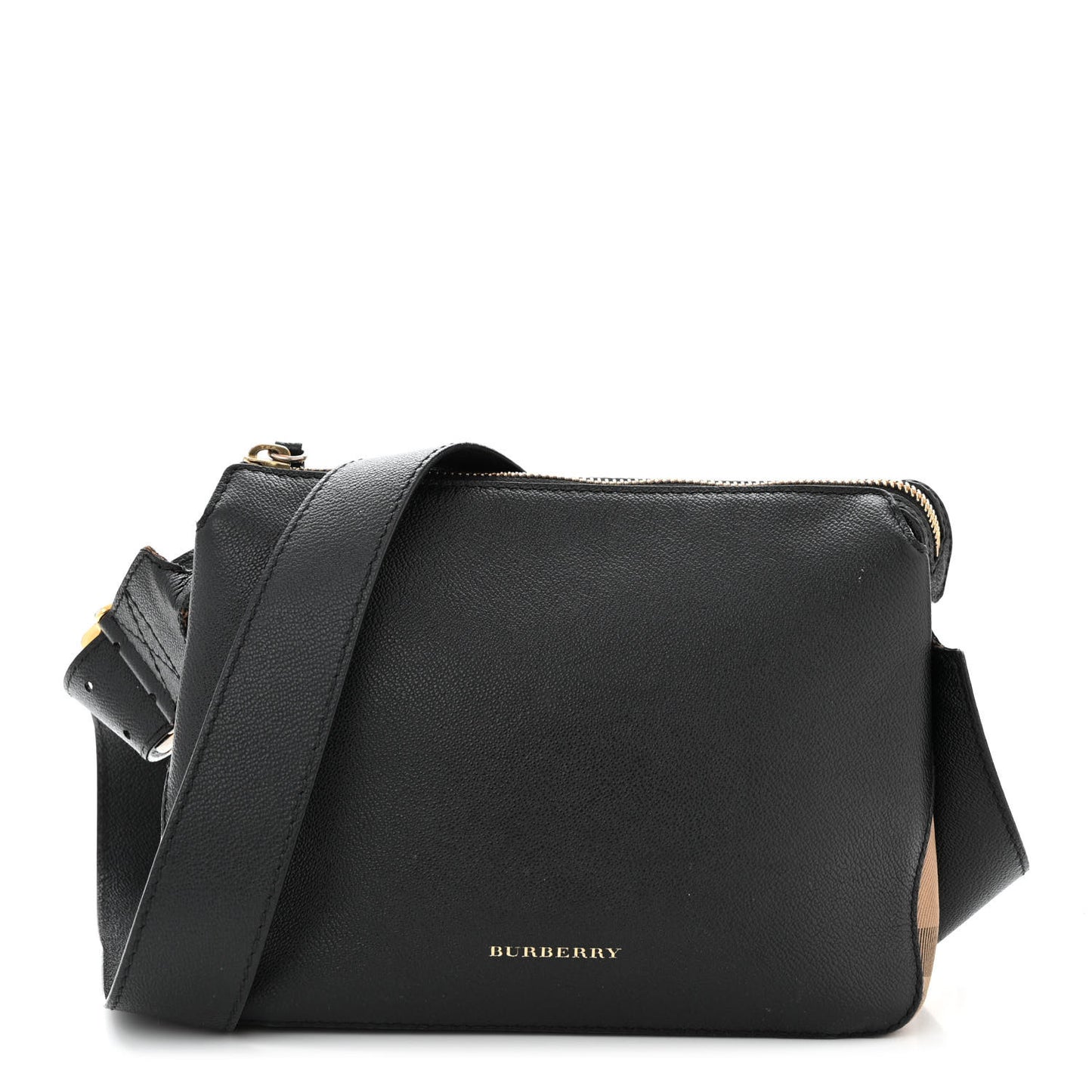 Soft Grain Calfskin House Check Small Helmsley Crossbody Black