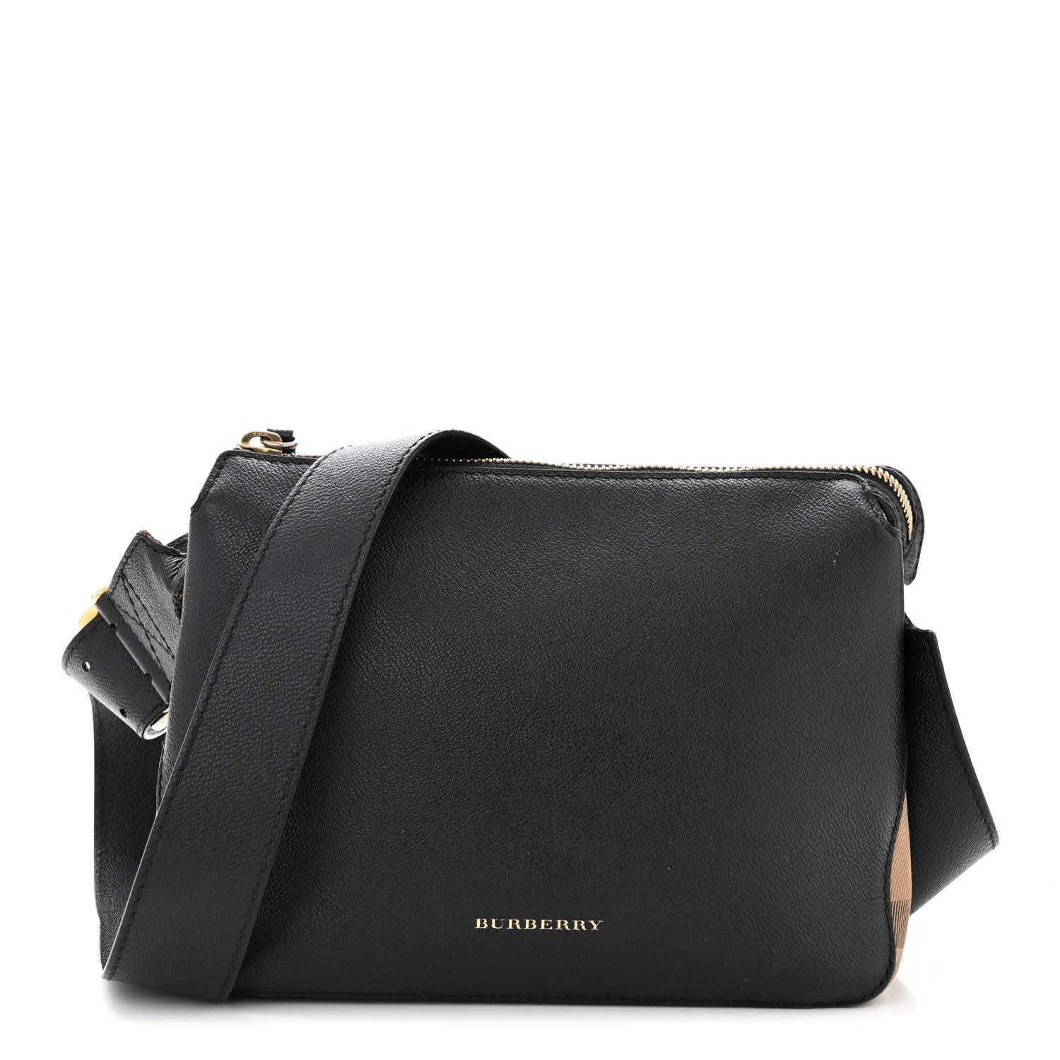 Burberry Soft Grain Calfskin House Check Small Helmsley Crossbody Black 1 of 13