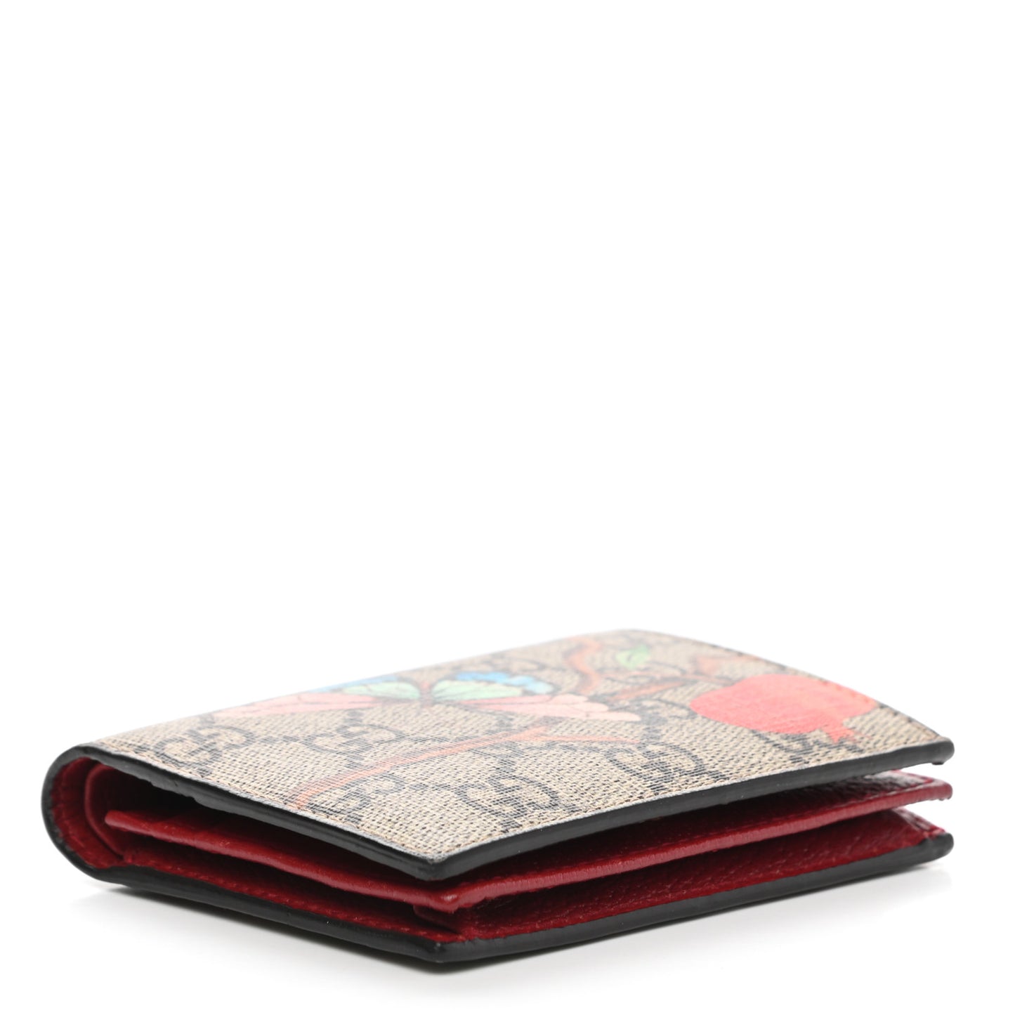 GG Supreme Monogram Tian Card Case Beige Multicolor Red