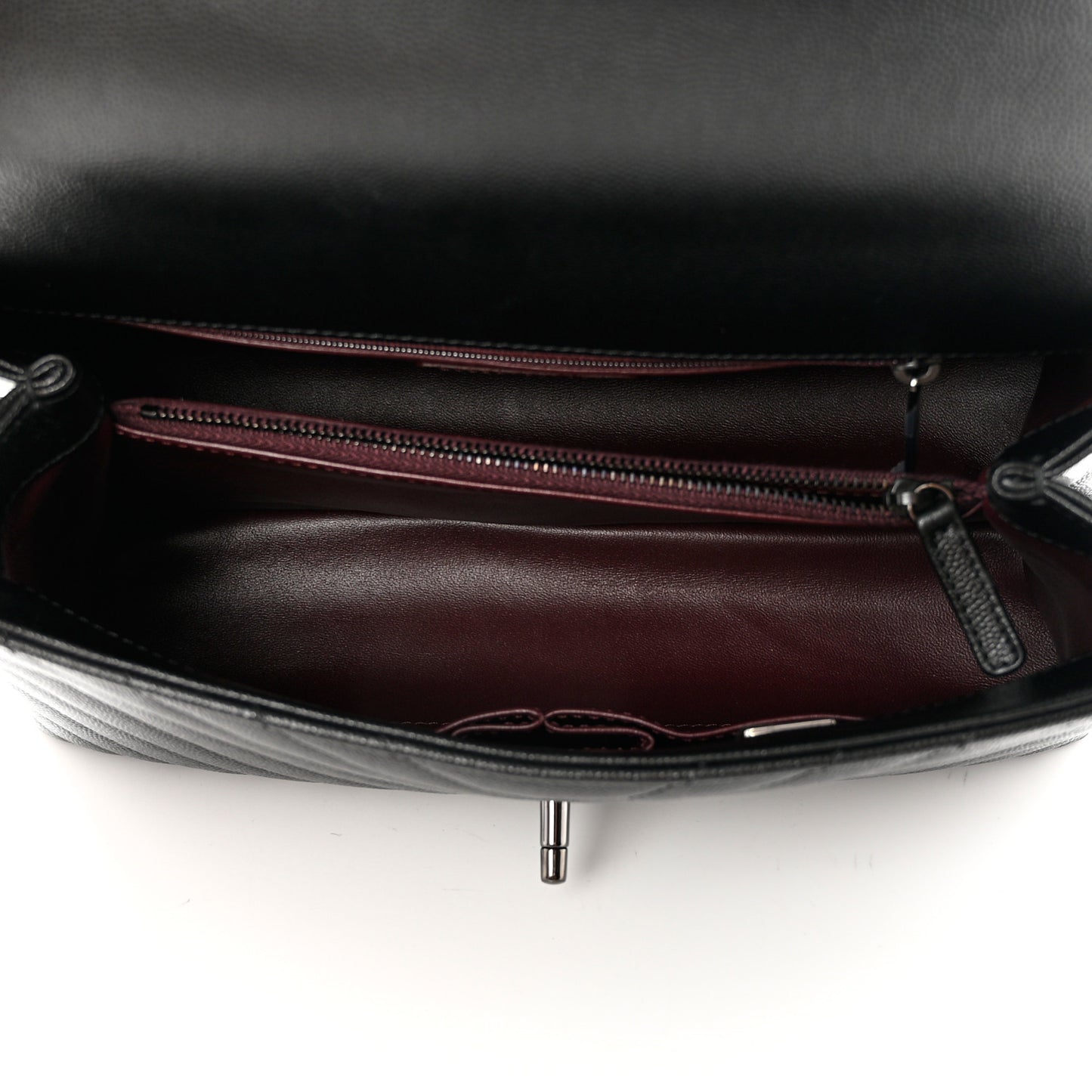 Caviar Chevron Quilted Small Coco Handle Flap So Black