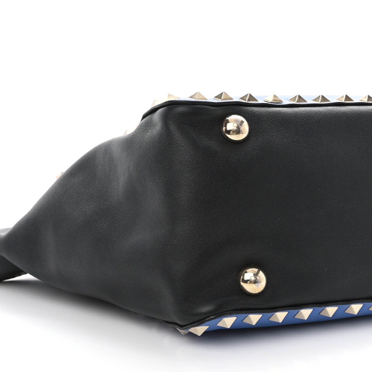 Vitello Small Rockstud Tote Blue Black
