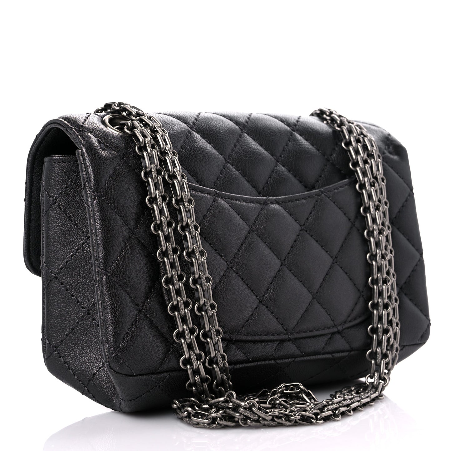 Metallic Sheepskin Quilted 2.55 Reissue Mini Flap Black