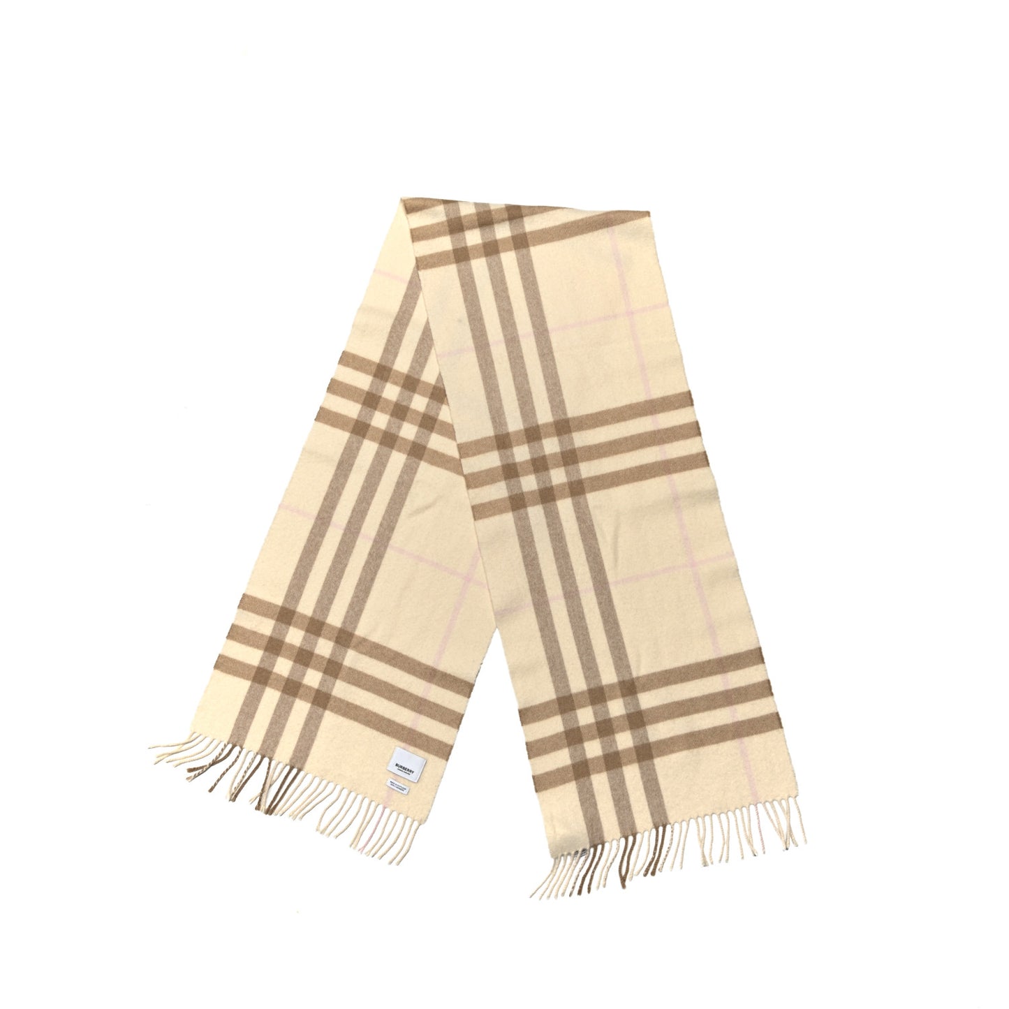 Cashmere Giant Check Fringe Scarf Limestone