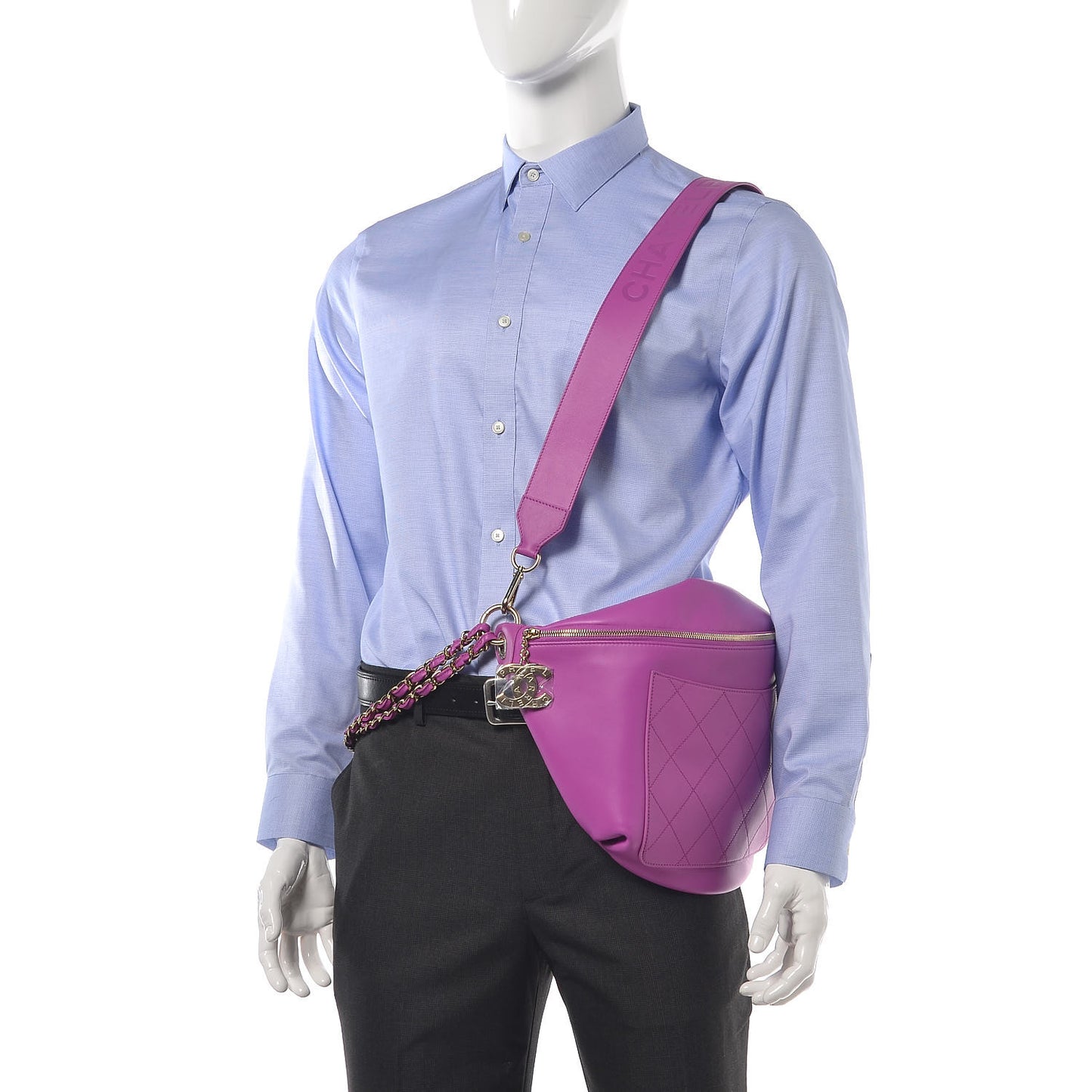 X PHARRELL WILLIAMS Lambskin Oversized Waist Belt Bag Fuchsia
