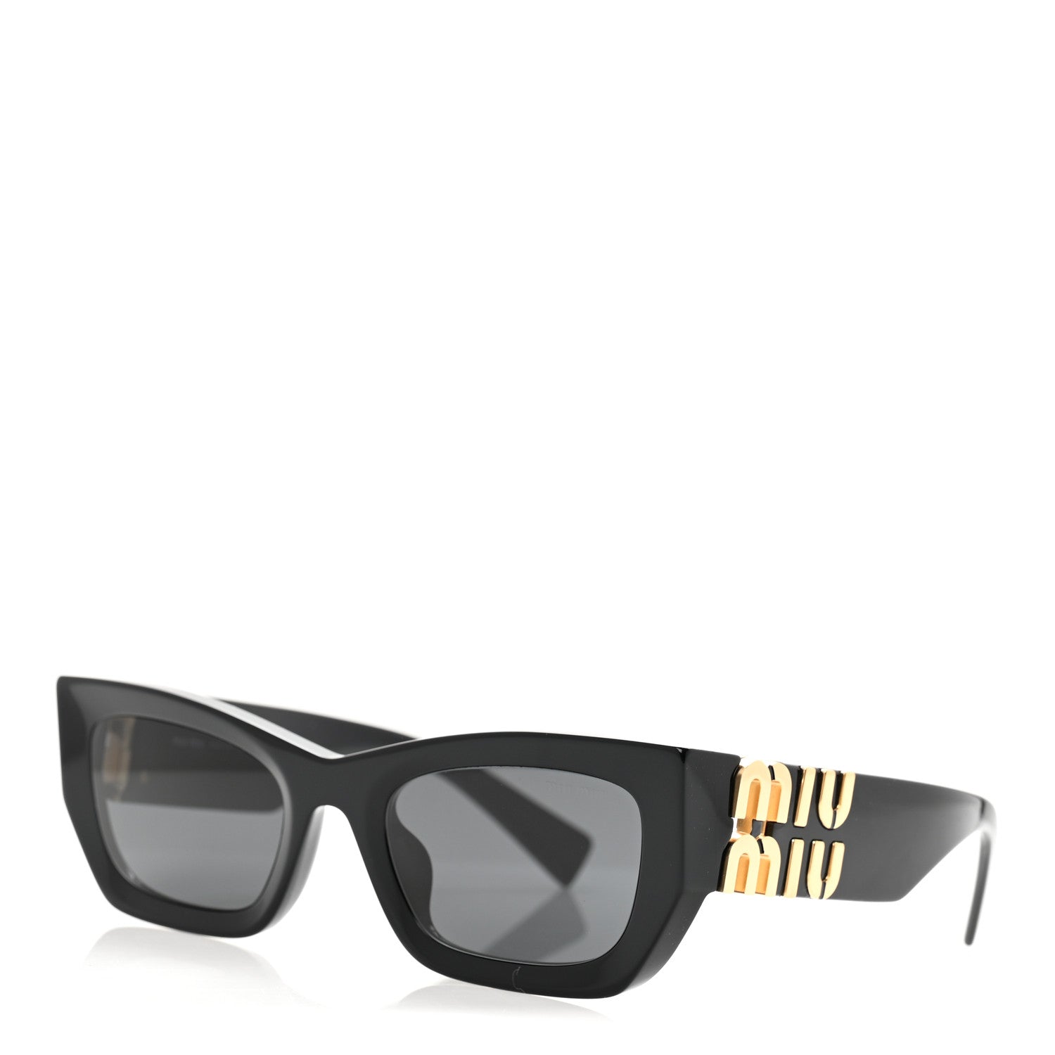 Miu Miu Black Rectangle Sunglasses Gold Logo SMU 09W Chic Luxury Miu Miu Acetate Rectangle Sunglasses SMU 09W Black 1735087  main image 2