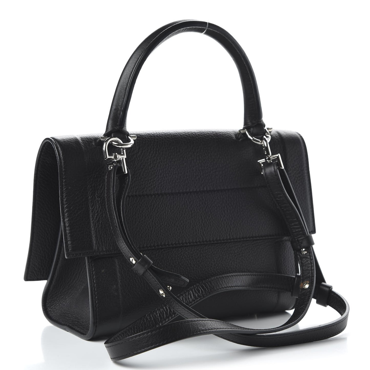 Grained Calfskin Mini Shark Lock Satchel Black