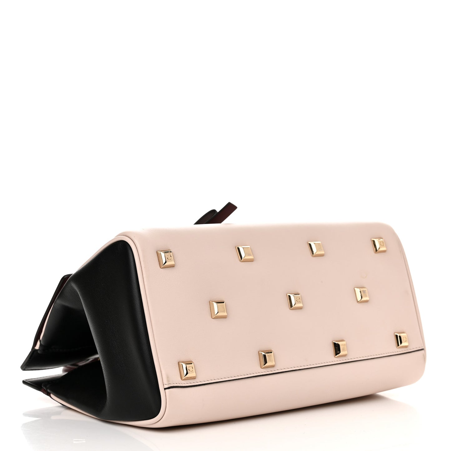 Calfskin Large Studio Bag Wine Bone Black