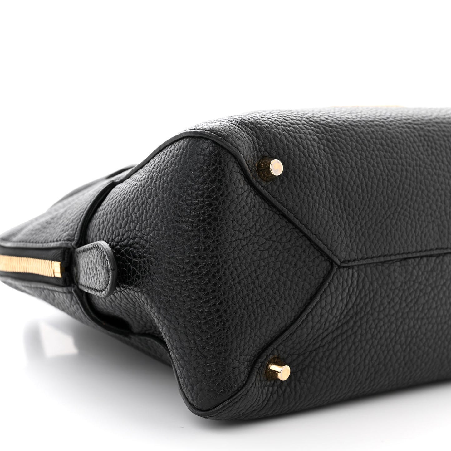 London Grainy Calfskin Small Greenwood Bowling Bag Black