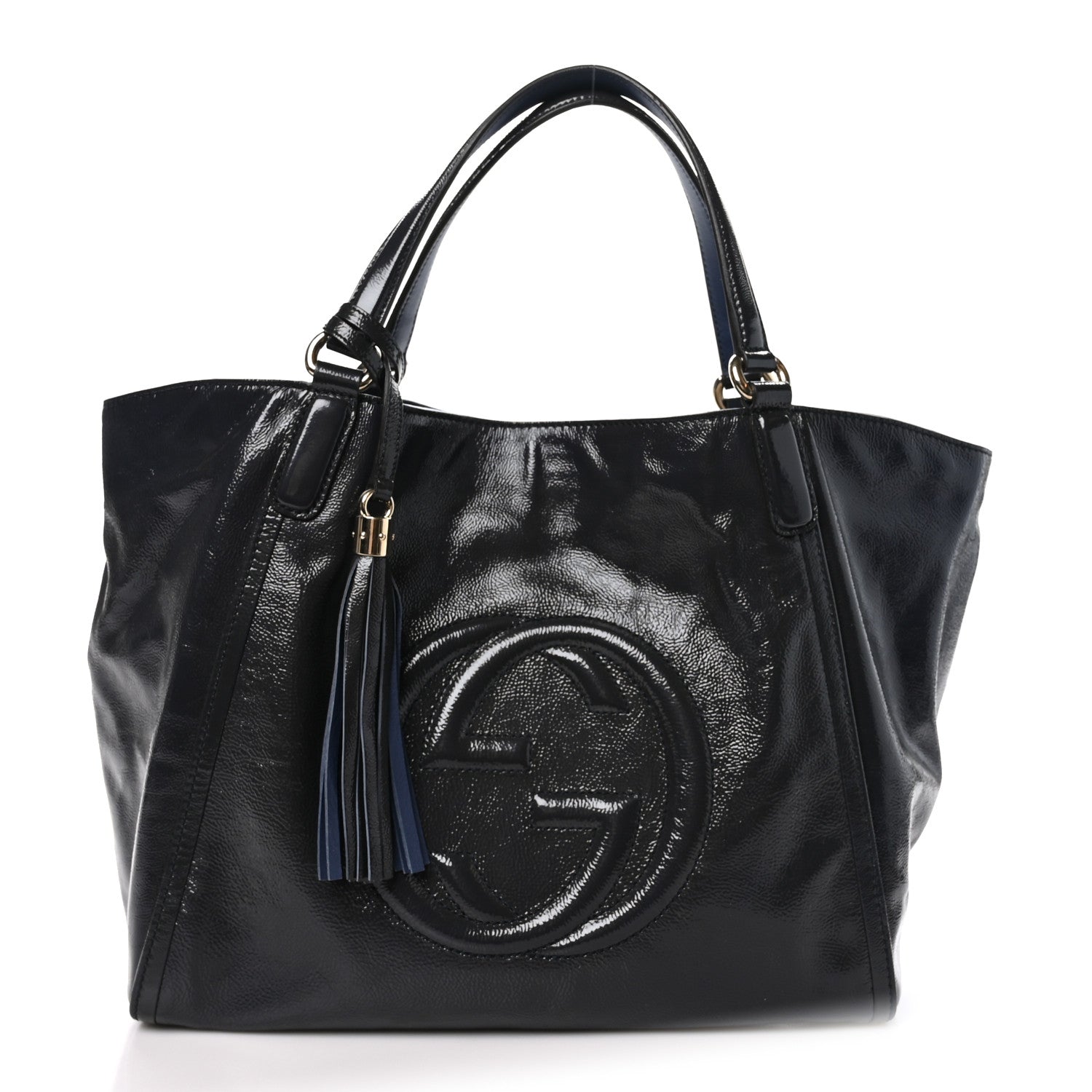 Gucci Vernice Naplack Medium Soho Chain Shoulder Bag Uniform Blue 1 of 10
