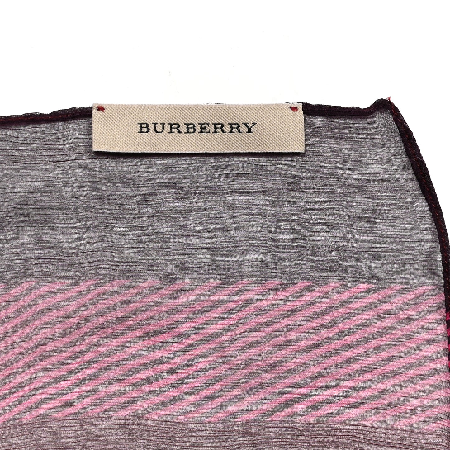 Silk Gauze Giant Check Scarf Claret