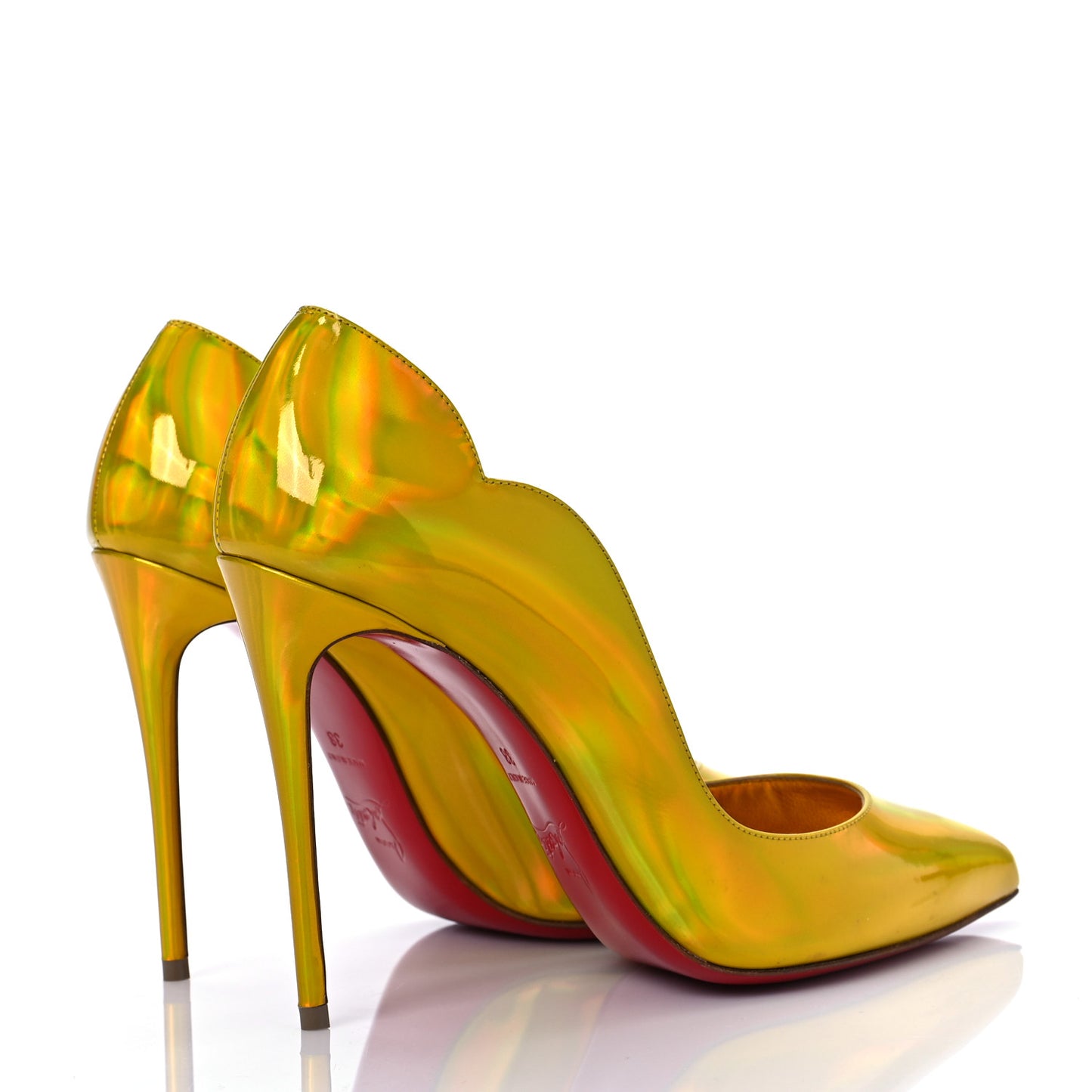 Metallic Patent Hot Chick 100 Pumps 38 Yellow
