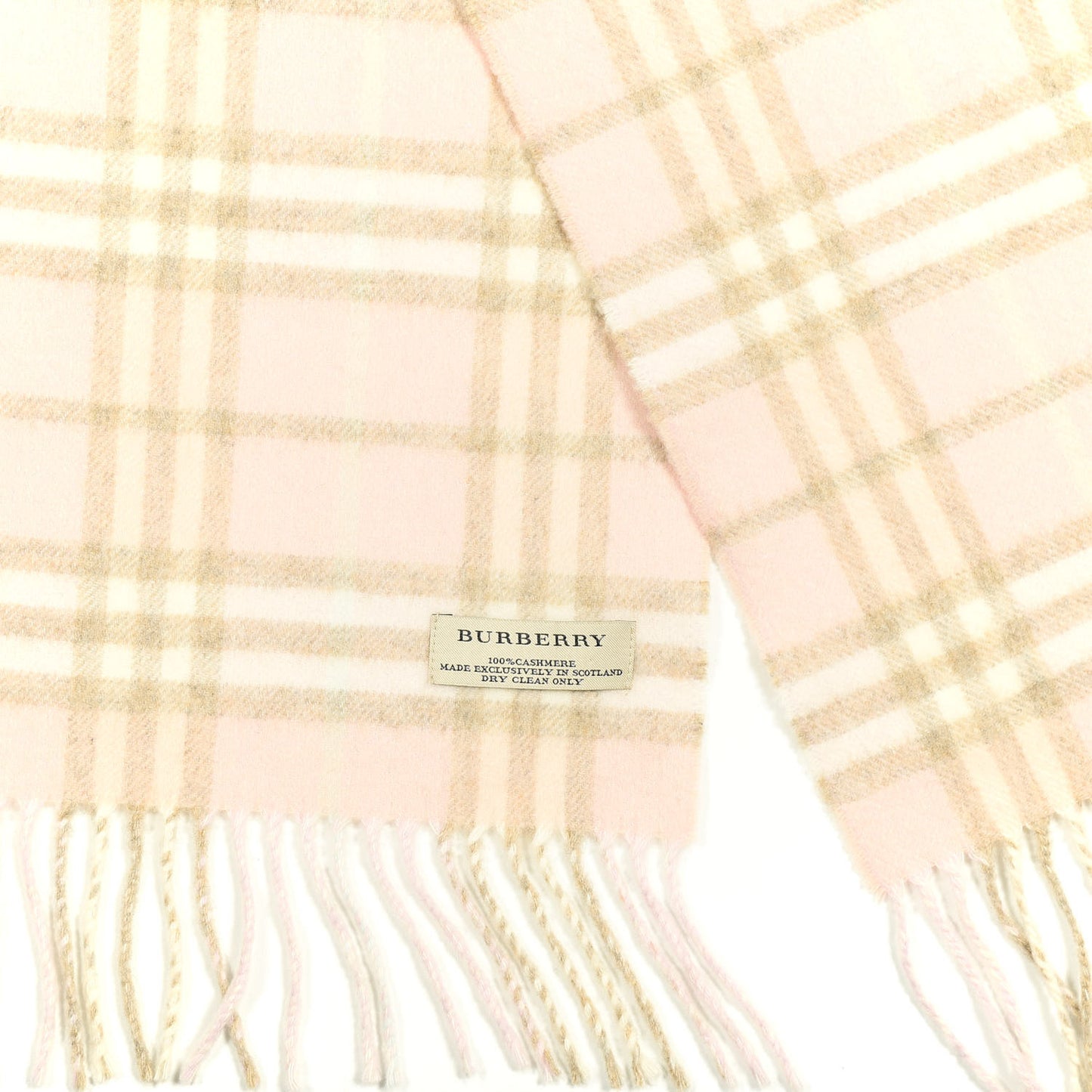 Cashmere Check Fringe Scarf Pink