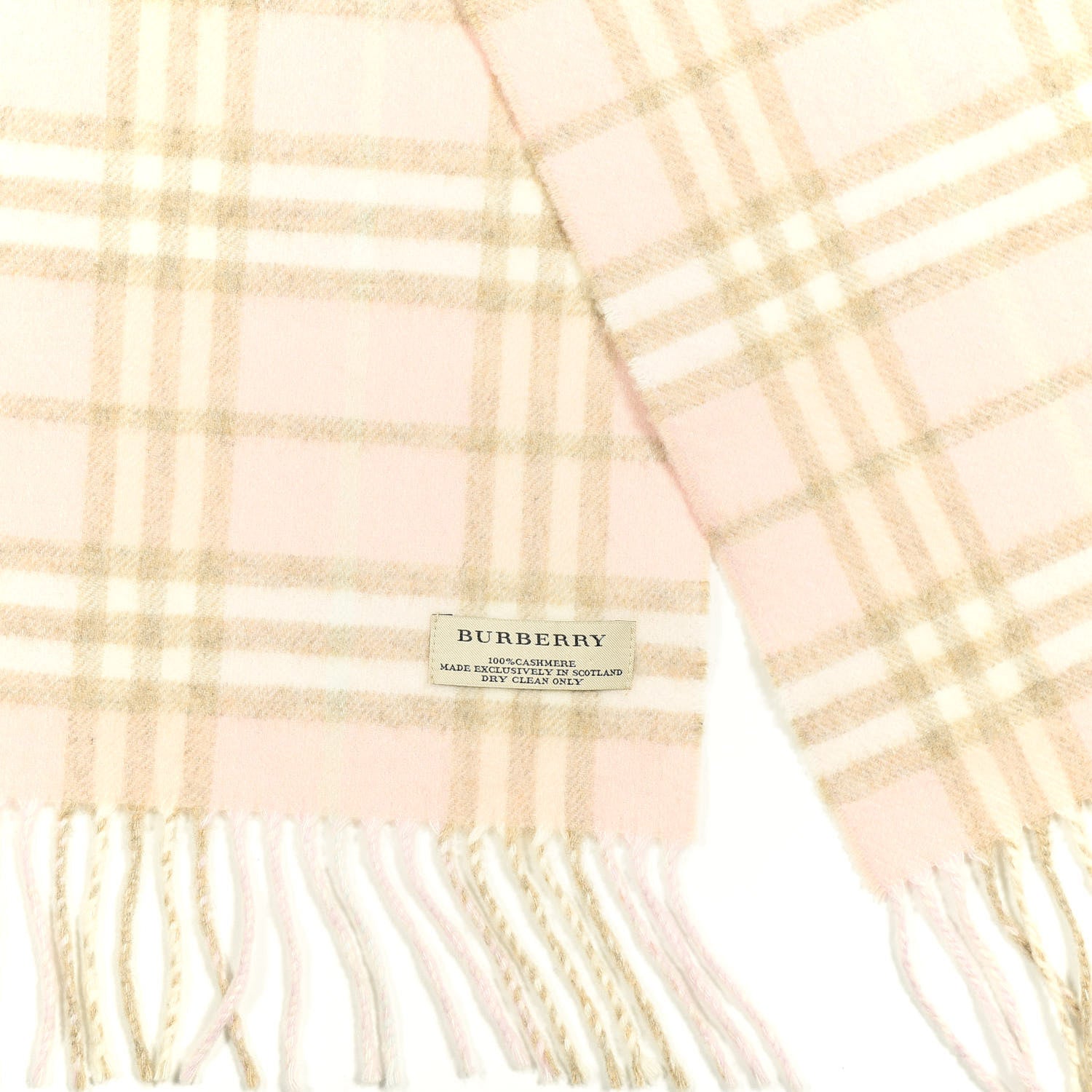 Burberry Cashmere Check Fringe Scarf Pink 3 of 3