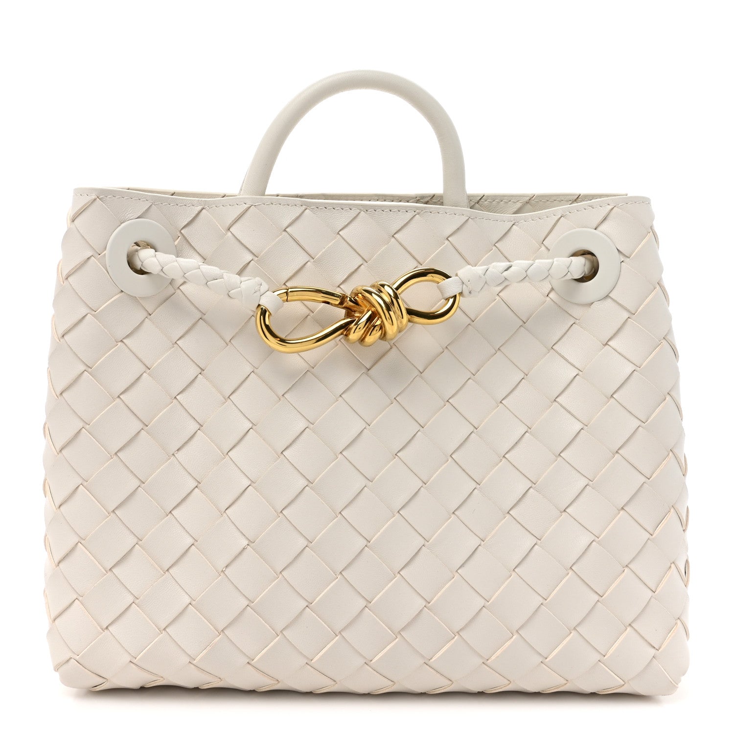 Bottega Veneta Nappa Intrecciato Small Andiamo Shoulder Bag White 1 of 9