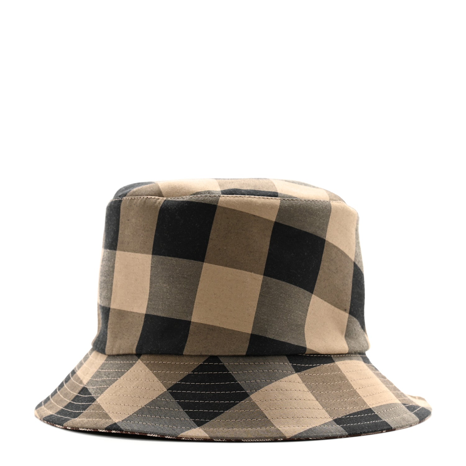 Christian Dior Polyester Cotton Gingham Oblique Reversible Bucket Hat 57 Beige 4 of 15