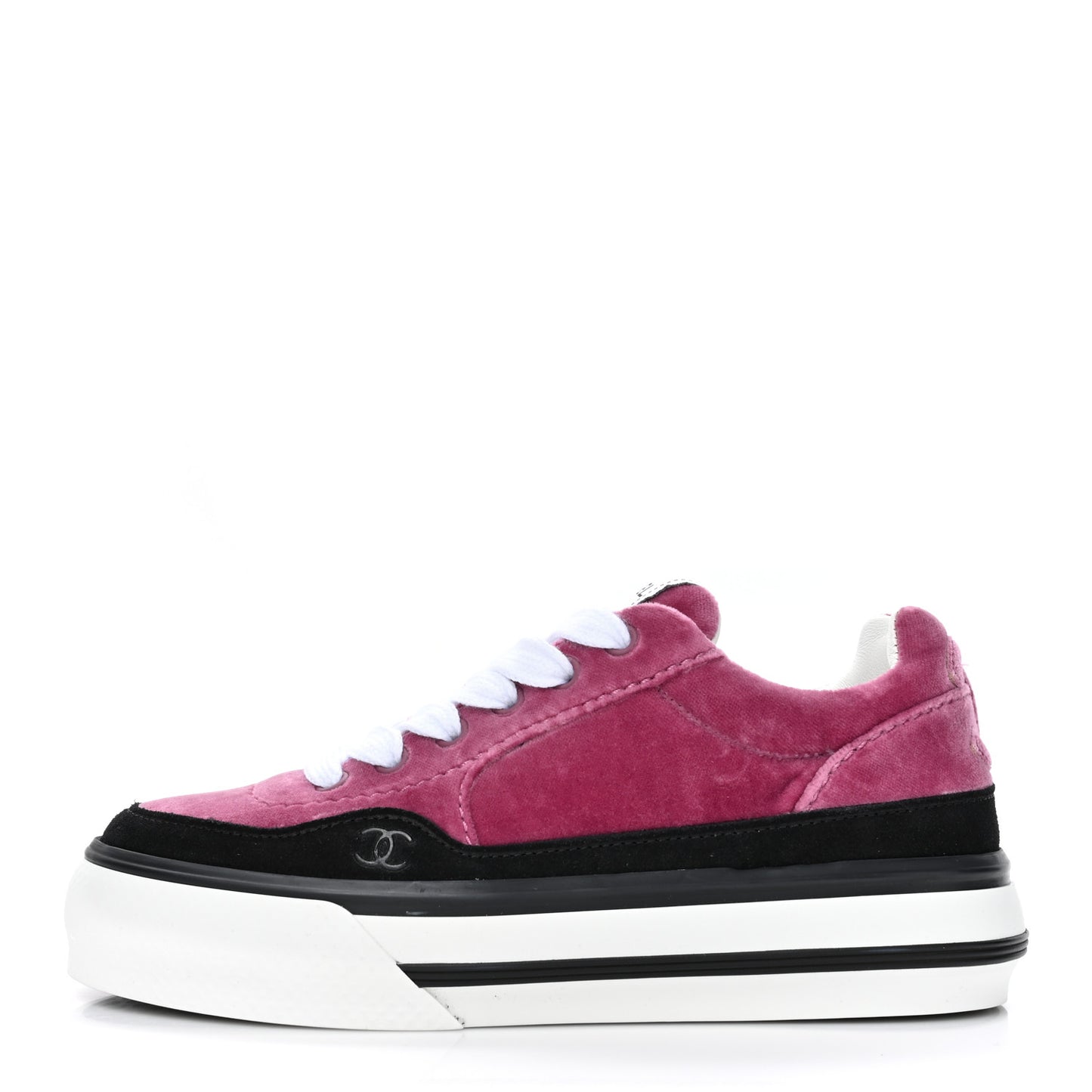 Calfskin Velvet Womens CC Sneakers 35.5 Navy