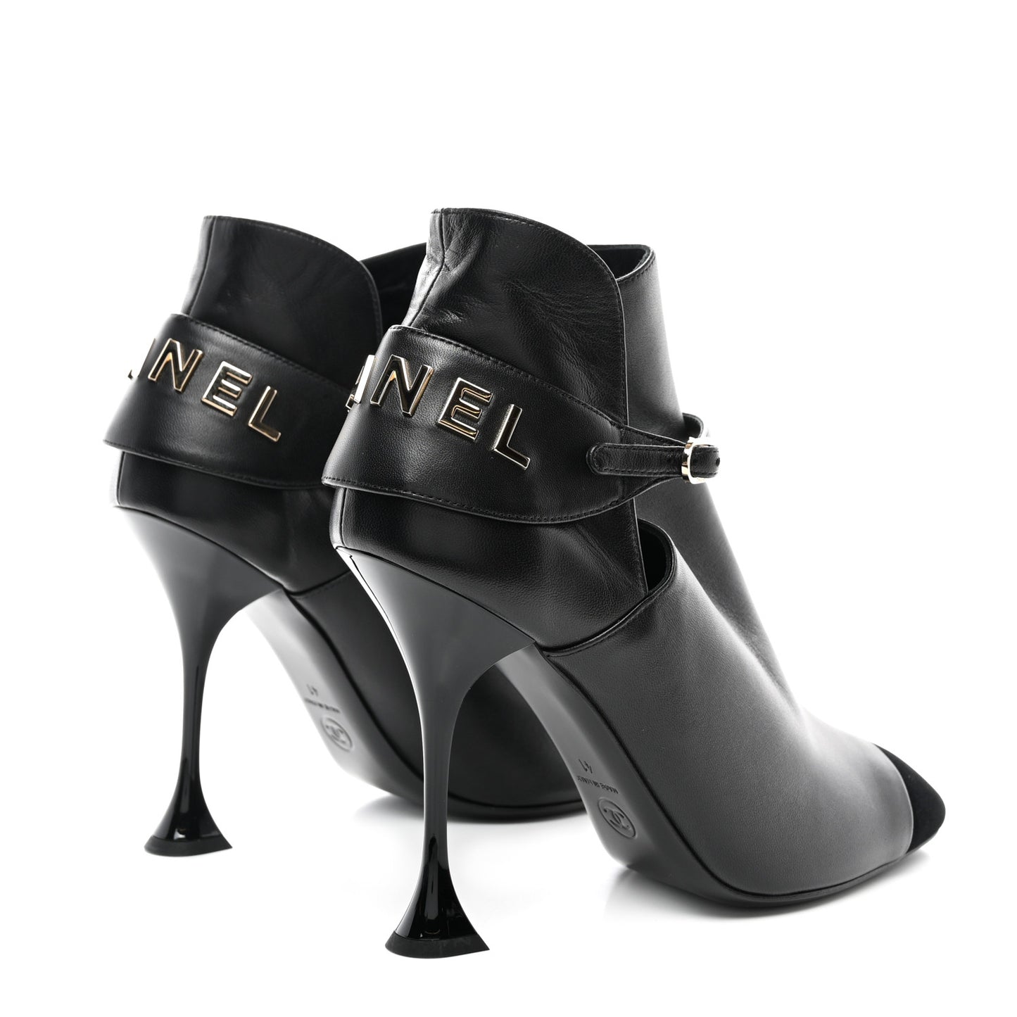 Lambskin Velvet Cap Toe Ankle Boots 41 Black