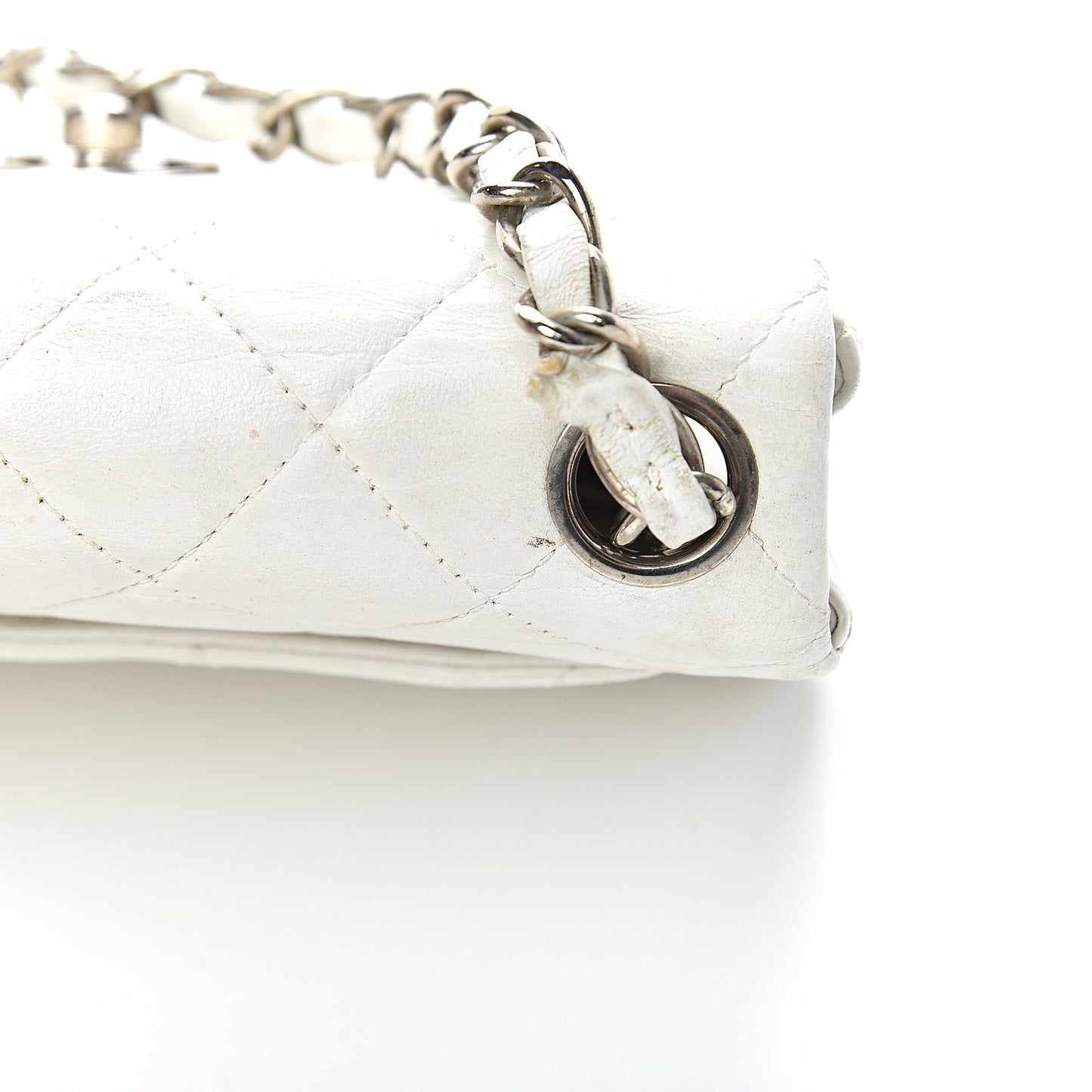 Lambskin Quilted Mini Square Flap White