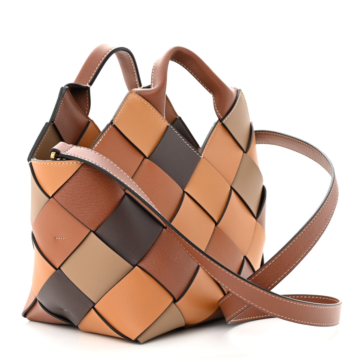 Calfskin Small Woven Basket Surplus Bag Brown