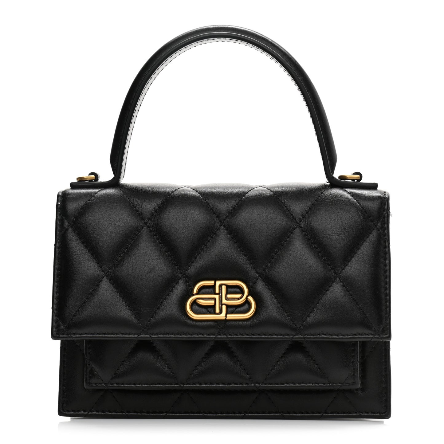 Nappa Calfskin Quilted XS Sharp Top Handle Bag Black
