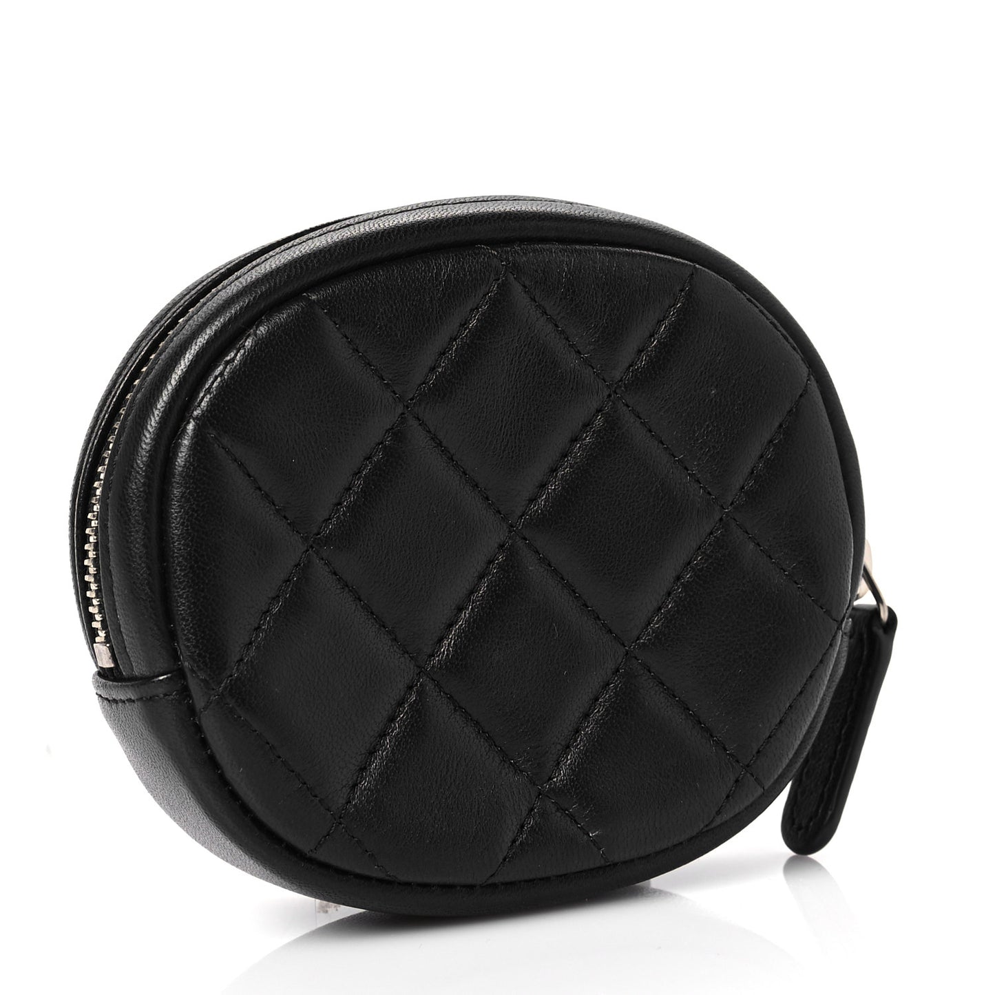 Lambskin Quilted Zip Around Classic Coin Purse Black