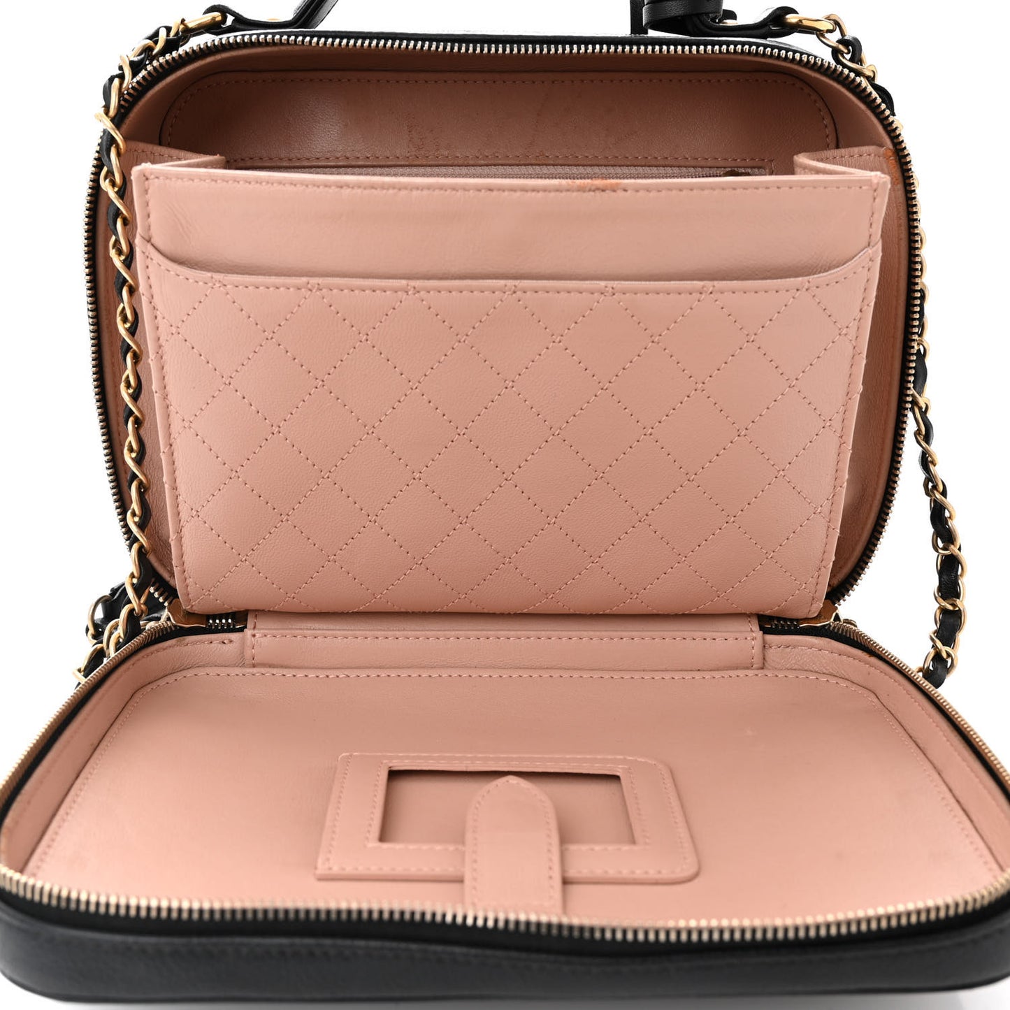 Caviar Quilted Large CC Filigree Vanity Case Black