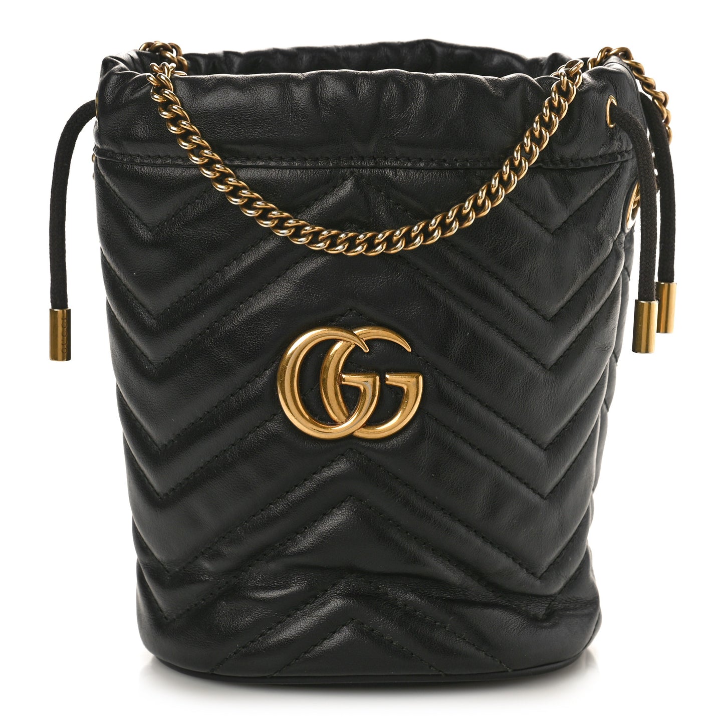 Calfskin Matelasse Mini GG Marmont 2.0 Bucket Bag Black