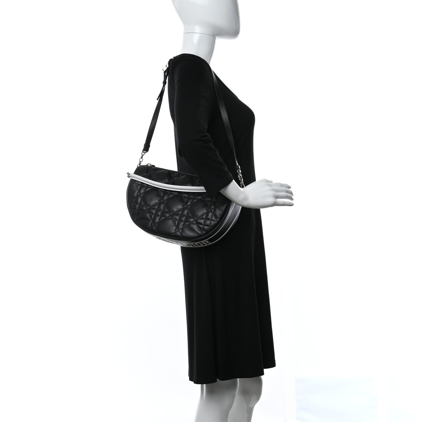 Lambskin Cannage Medium Dior Vibe Hobo Bag Black