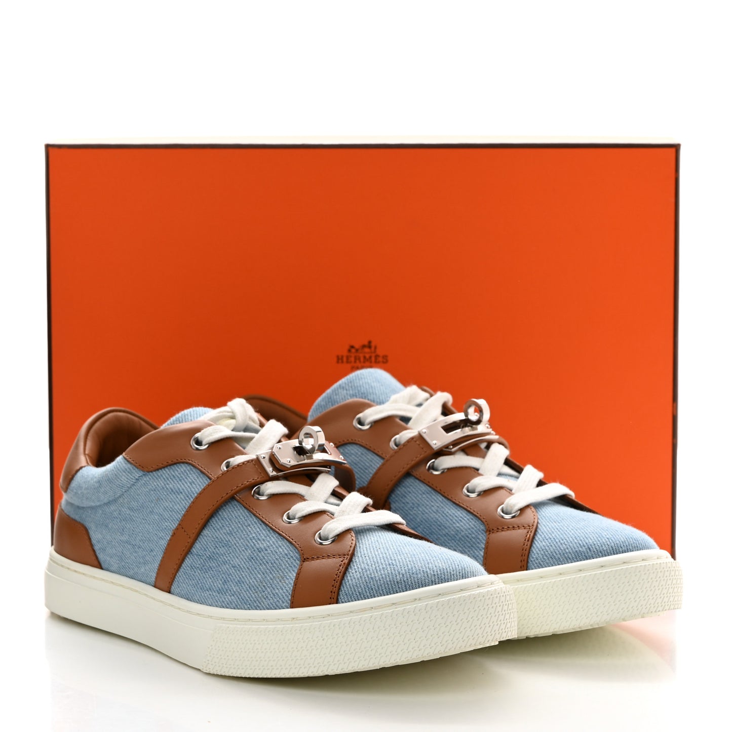 Denim Calfskin Day Sneakers 38 Blue Clair Gold