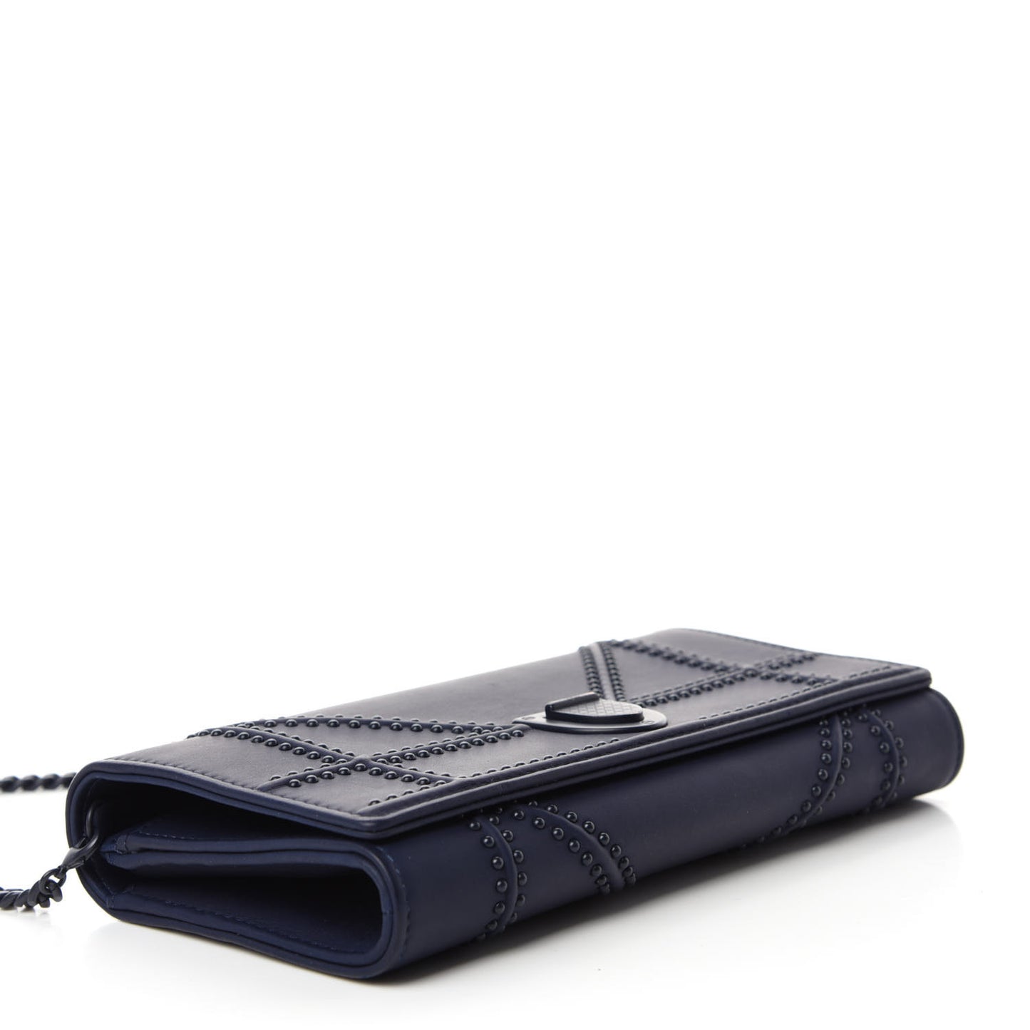 Matte Calfskin Studded Diorama Croisiere Chain Wallet Indigo