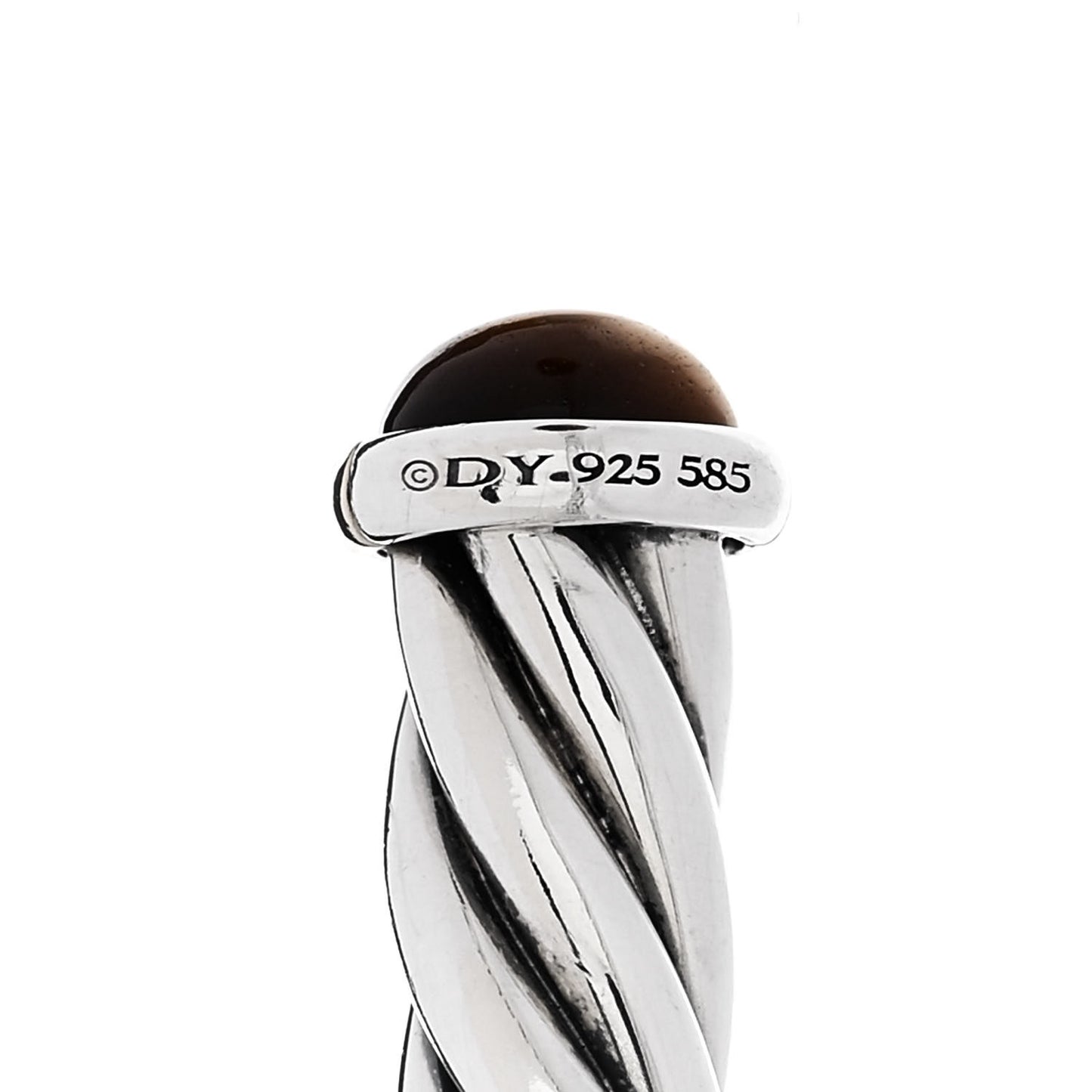 Sterling Silver 14K Yellow Gold Tiger's Eye 6mm Cable Cuff Bracelet